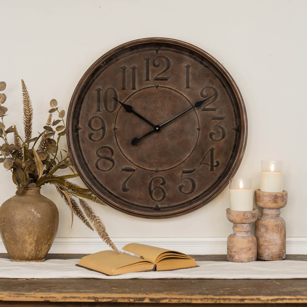 Charles Wall Clock - Vintage Style Decorative Clock for Home, Office & Living Room | Silent Non-Ticking Battery Operated | Perfect for Bedroom, Kitchen & Dining Area