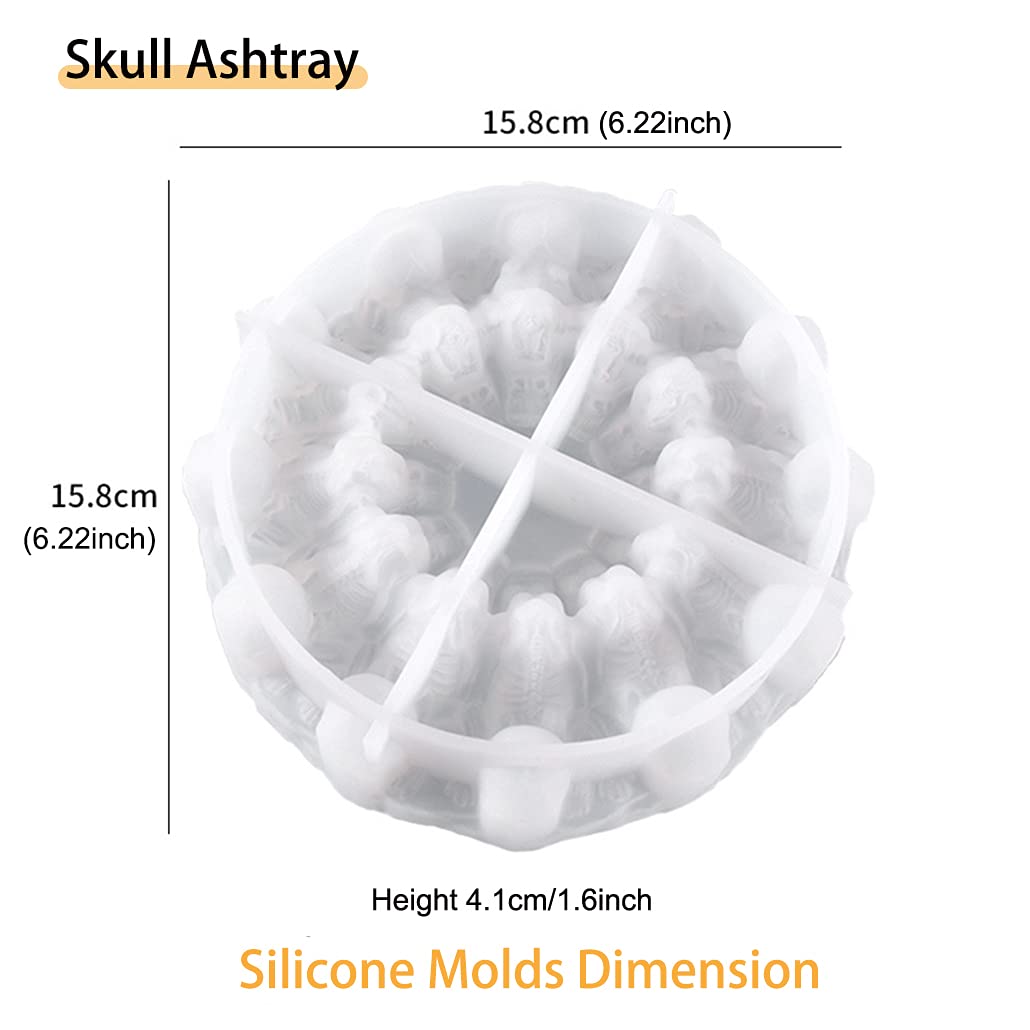Halloween Skull Silicone Mold for Resin Casting - DIY Epoxy Resin Ashtray, Jewelry Box & Candlestick Molds - Perfect for Home Decor, Resin Art & Craft Projects (1pc Skull Mold) - Great for Party Favors, Gothic Decor & Unique Gifts
