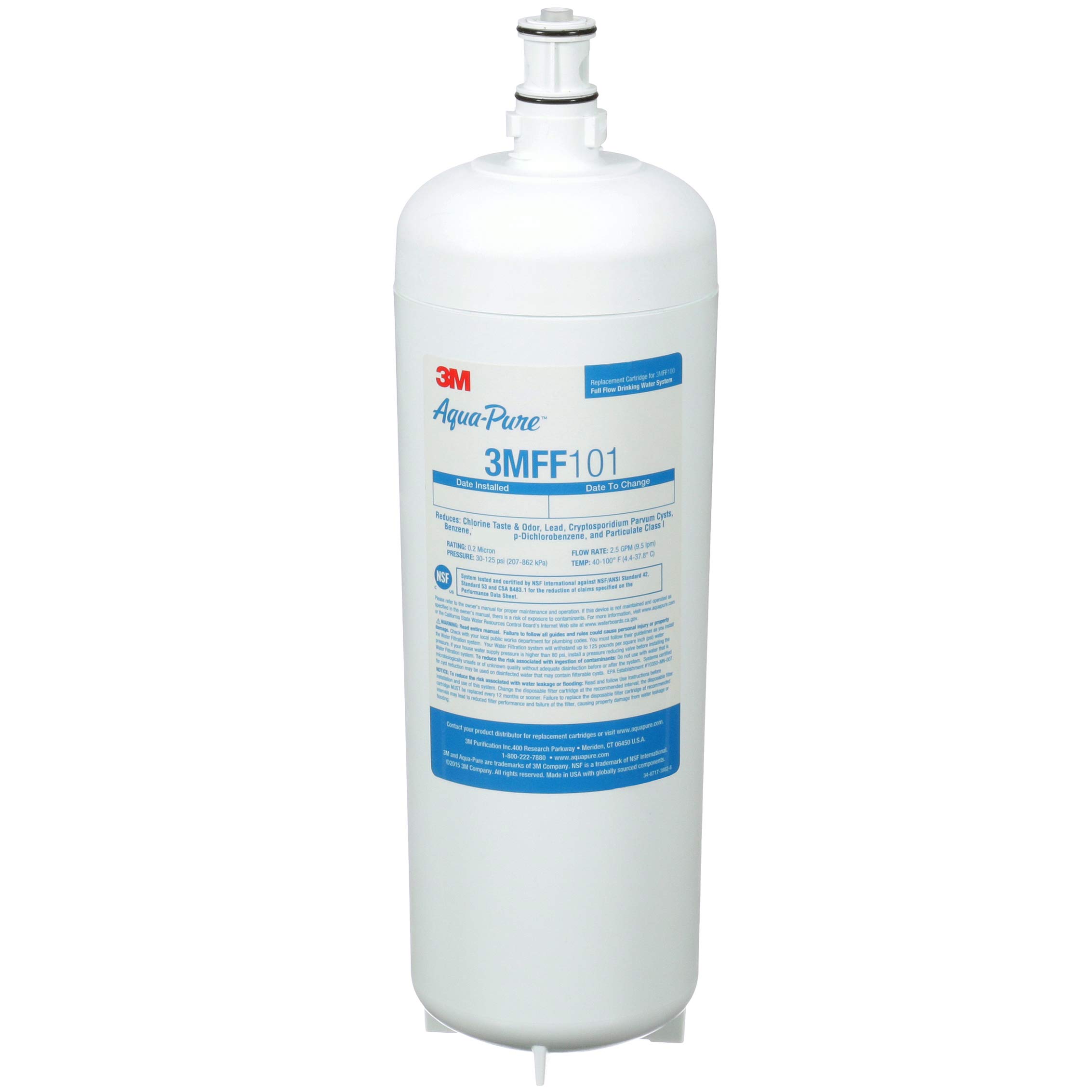 3MFF100 Under Sink Full Flow Drinking Water Filter System with 3MFF101 Replacement Filter - Clean Water for Home, Kitchen & Office Use