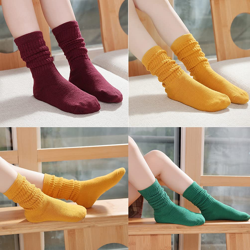 ASUITOFK 6 Pairs Toddler Knee High Cotton Socks - Soft & Stretchy Slouch Socks for Girls & Boys (1-5 Years) - Perfect for School, Play & Everyday Wear