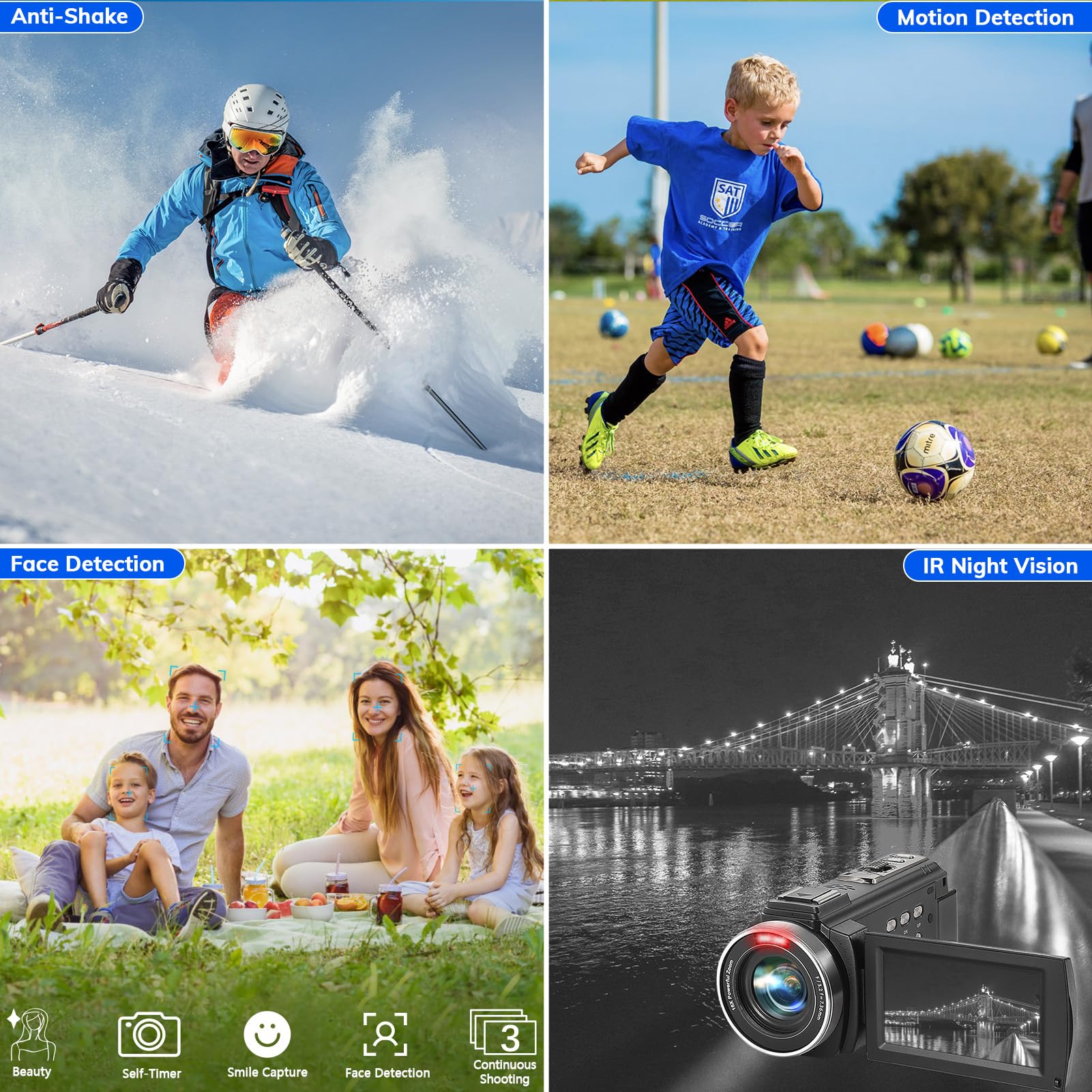 1080P FHD Camcorder for YouTube - 30FPS 36MP Video Camera with 3.0 Inch 270° Rotatable LCD, 16X Digital Zoom, Vlogging Camera Kit for Beginners (Includes 2 Batteries, Microphone, Remote, Stabilizer & Lens Hood) - Perfect for Travel Vlogging, Live Streaming & Home Videos