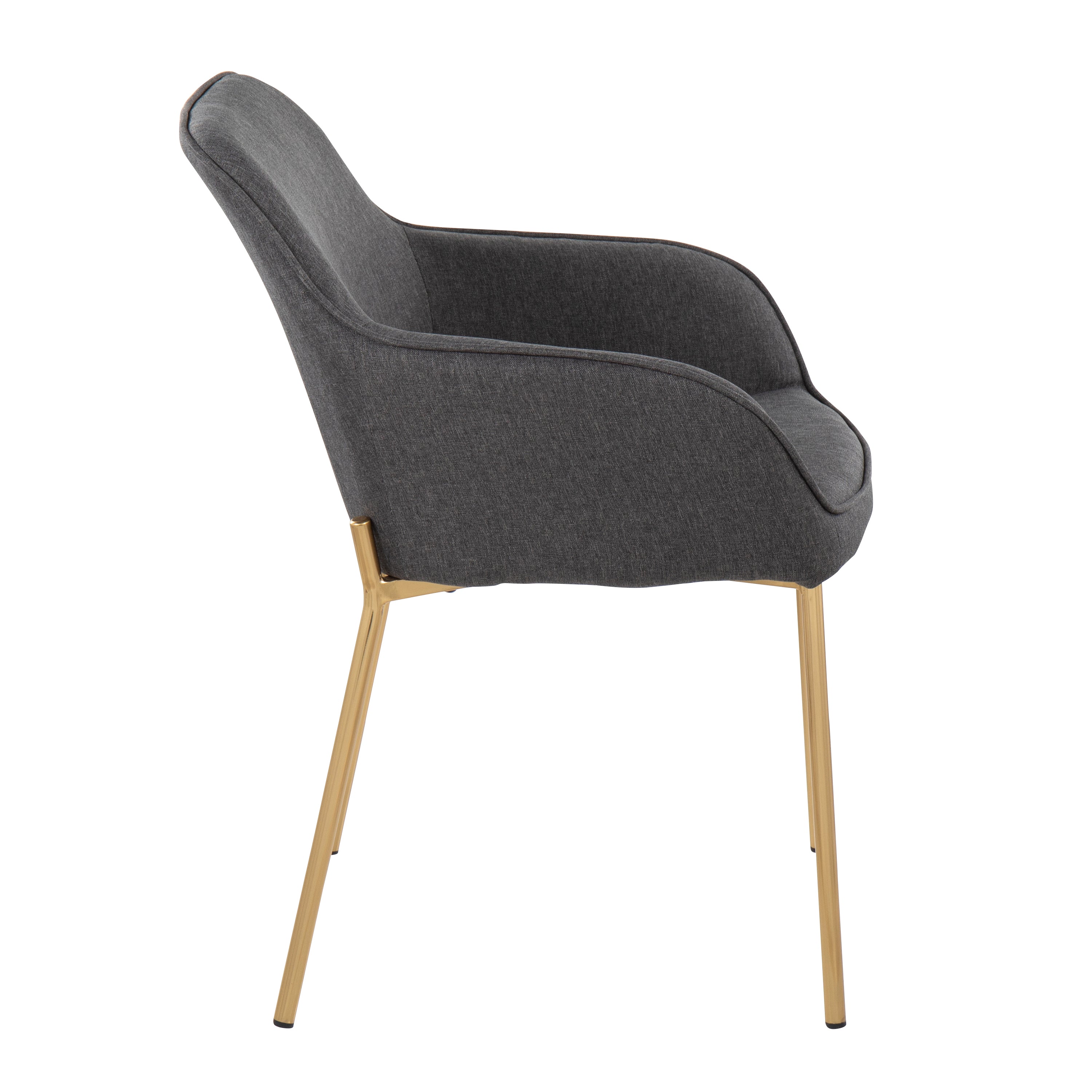 LumiSource Daniella Modern Dining Chairs - Set of 2 Gold Metal Frame with Charcoal Fabric Upholstery - Perfect for Contemporary Dining Room, Kitchen Nook or Breakfast Area