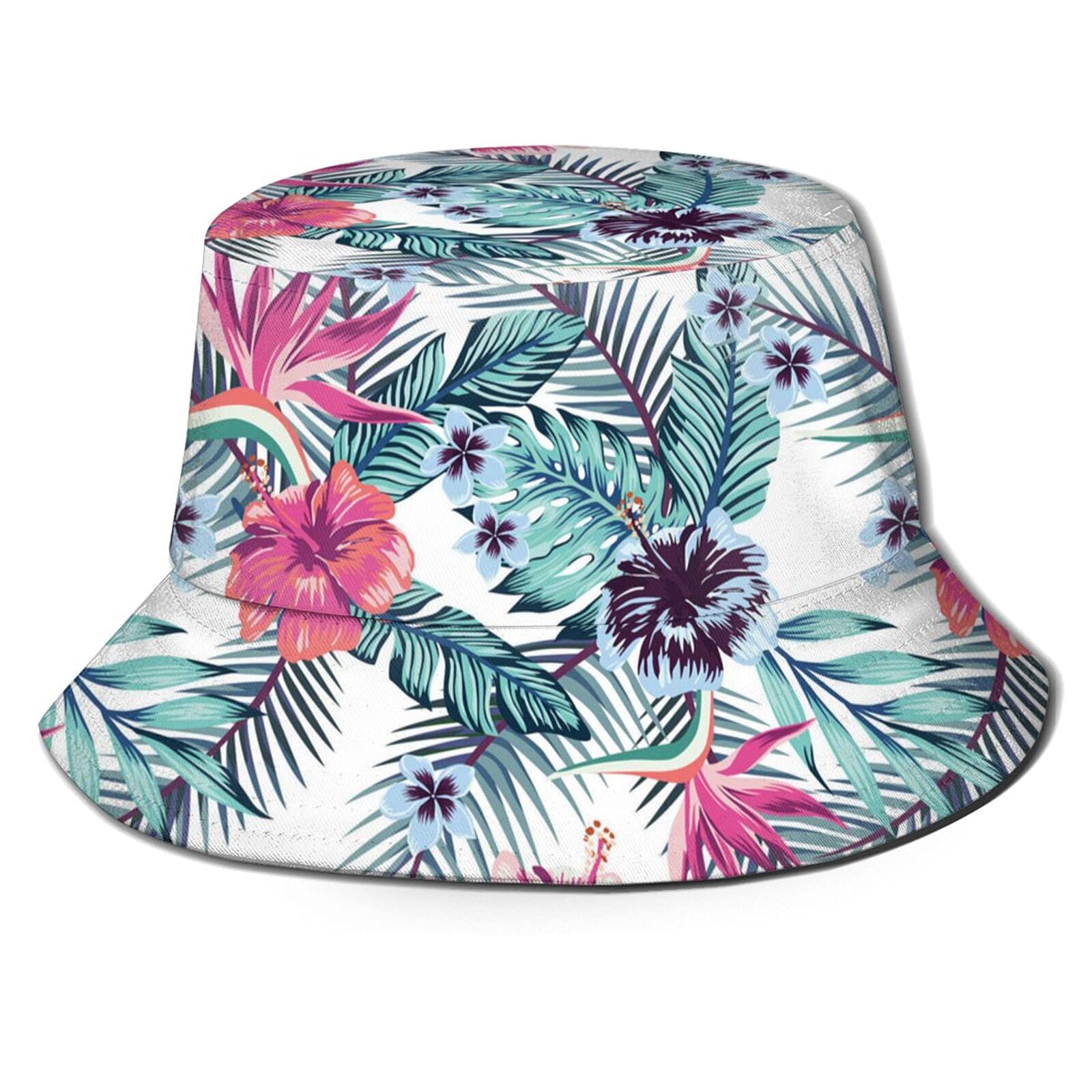 Floral Bucket Hat for Women - Tropical Hawaiian Flower Summer Sun Hat for Travel, Outdoor & Beach - Stylish Sun Protection for Vacations, Hiking & Poolside Relaxation