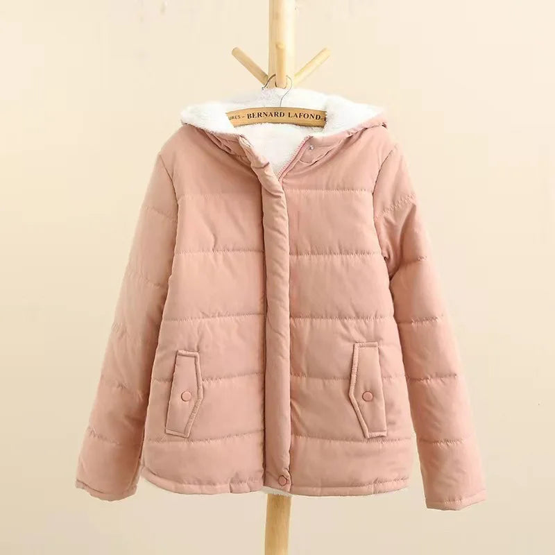 Warm Winter Women's Hooded Puffer Jacket - Cotton Wool Blend Thick Long Sleeve Coat for College Style | Perfect for Cold Weather, Outdoor Activities & Casual Wear