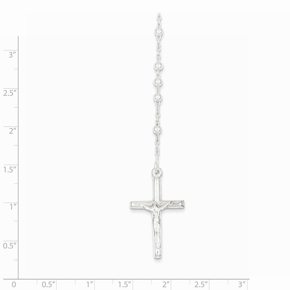 925 Sterling Silver Rosary Chain Necklace with Cross Pendant - 18