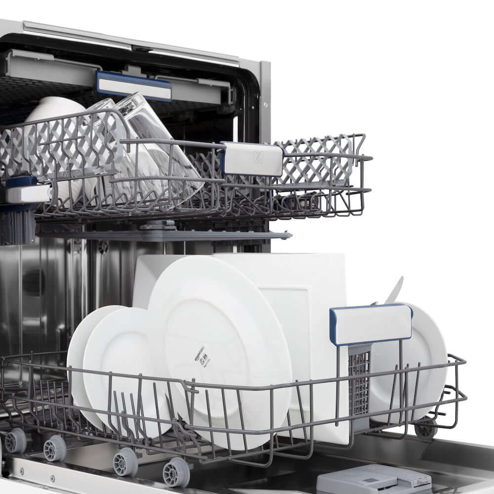 ZLINE Autograph Edition 24 Inch Built-In Dishwasher - Tallac Series with 3rd Rack, Top Controls & Tall Tub - Custom Panel Ready Matte Black Handle (51dBa) - Perfect for Modern Kitchens & Open Concept Homes