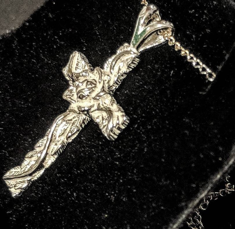 Solid Sterling Silver or 14kt Gold Rose Cross Pendant - Handcrafted in USA - Perfect for Religious Jewelry, Gifts & Everyday Wear