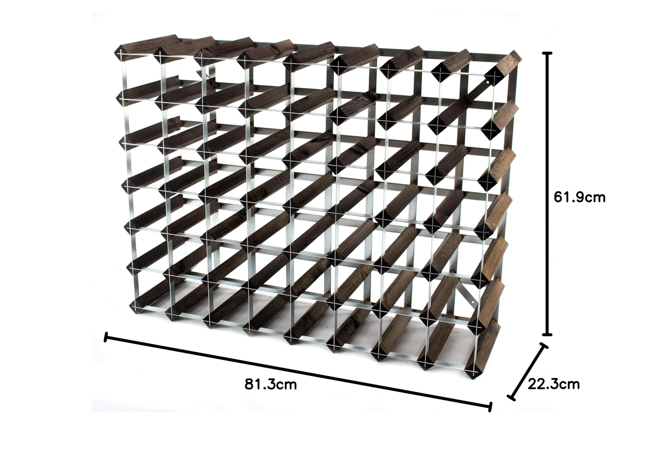 Legno Classic 56-Bottle Wine Rack in Dark Oak & Galvanized Metal - Ready-to-Assemble Wine Storage for Home, Cellar, or Restaurant Use
