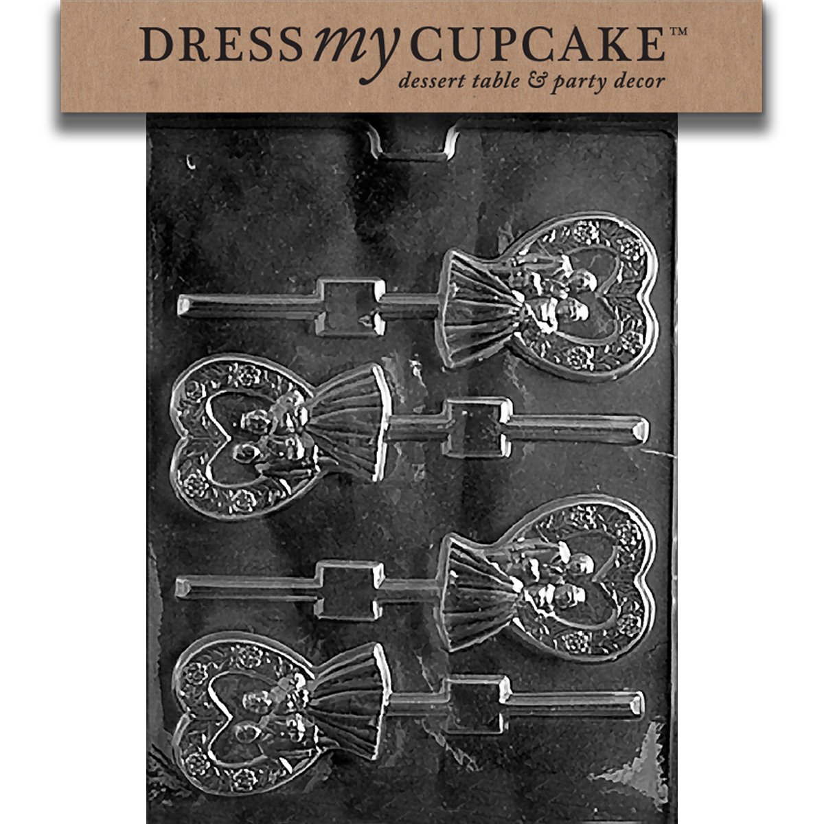 Premium Chocolate Candy Mold for Cupcake Dress - Heart-Shaped Bride & Groom Lollipop for Wedding Favors, Party Decorations & DIY Candy Making