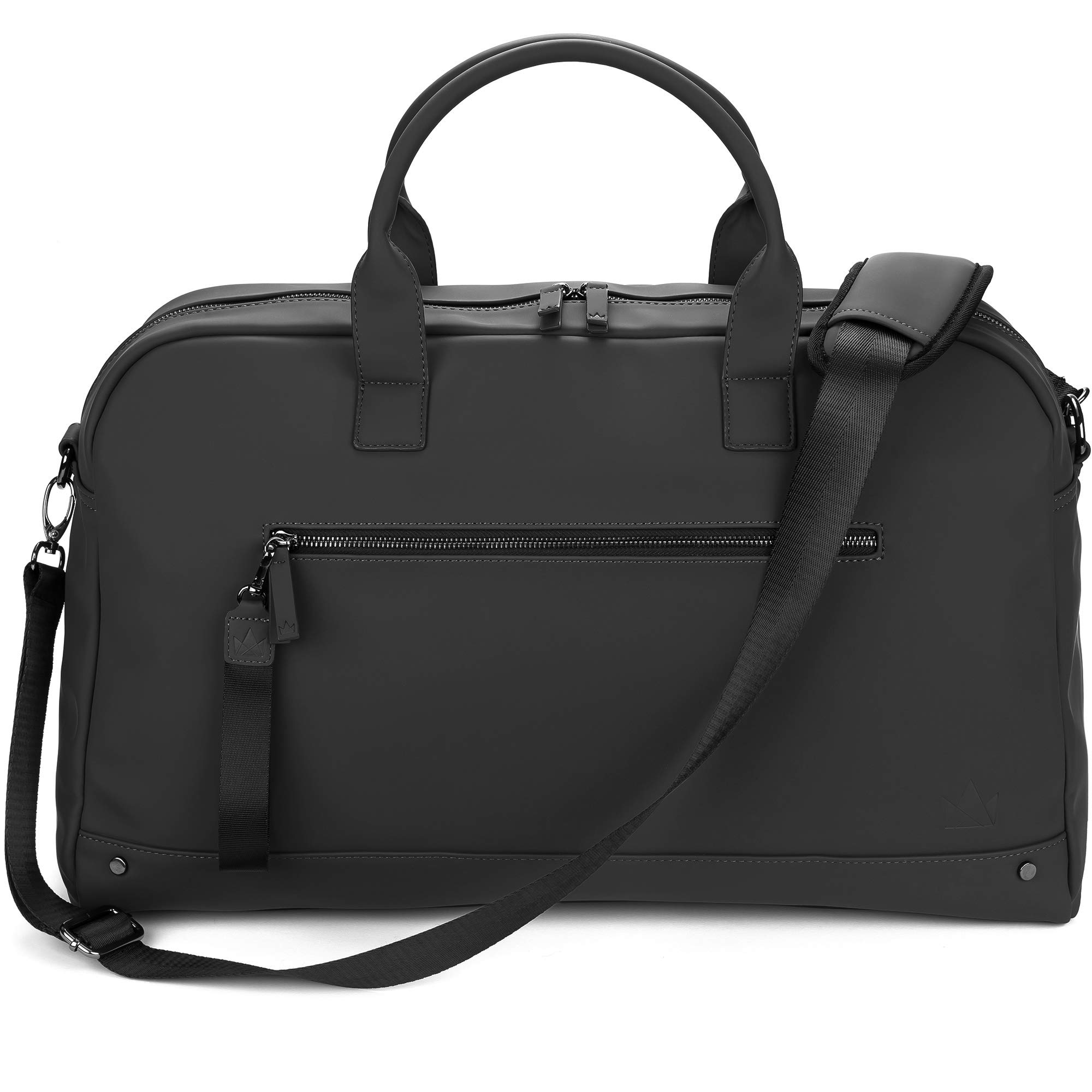 The Friendly Swede Weekender Travel Bag for Men & Women - 35L Vegan PU Duffle Bag, Carry-On Hand Luggage - Black Matte - Perfect for Gym, Weekend Trips & Business Travel
