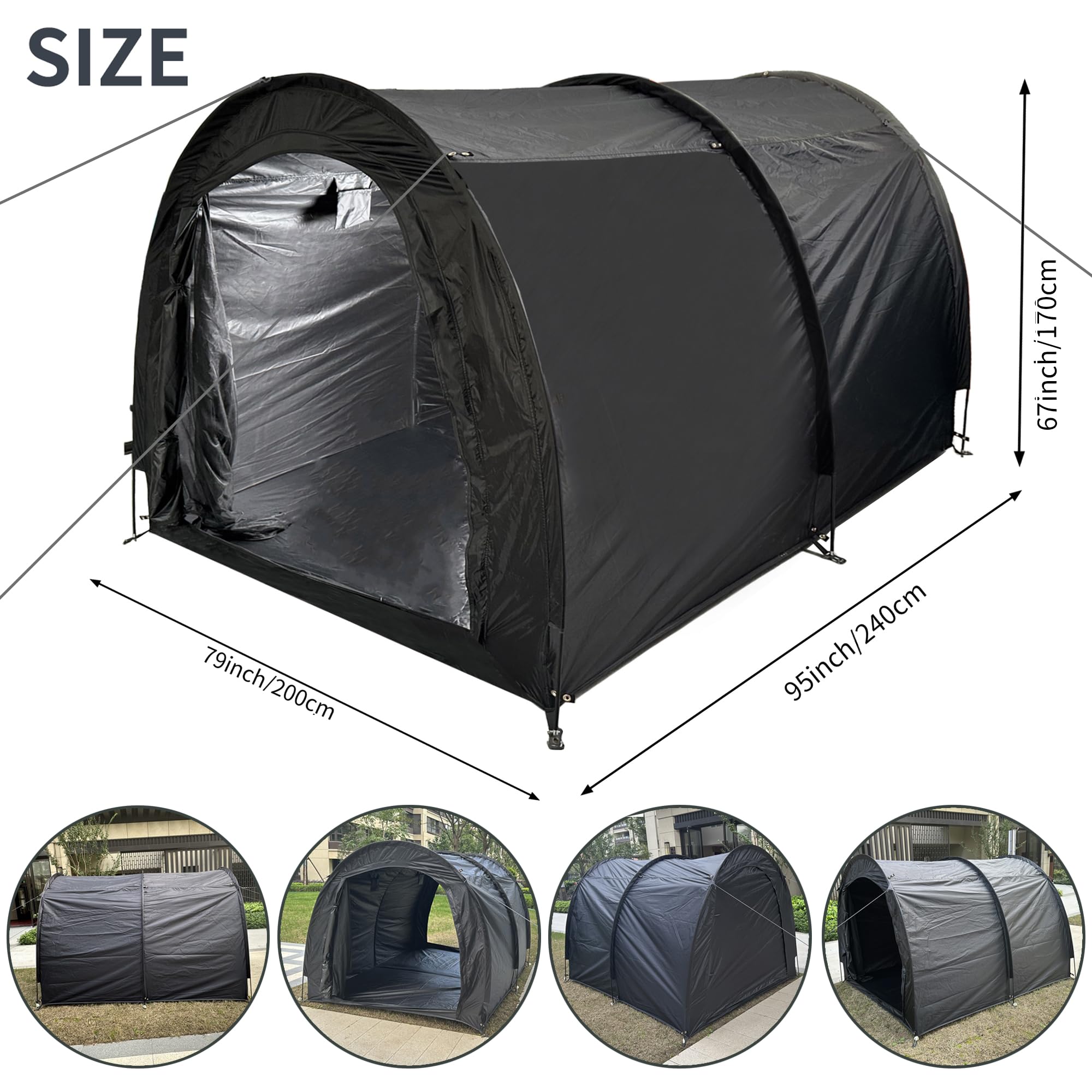 Large Waterproof Bike Storage Shed Tent - 210D Oxford Fabric PU3000 Coating Portable Garage Shelter for Outdoor Bicycle, Garden & Home Use | Foldable Weatherproof Cover for Backyard, Patio & Camping