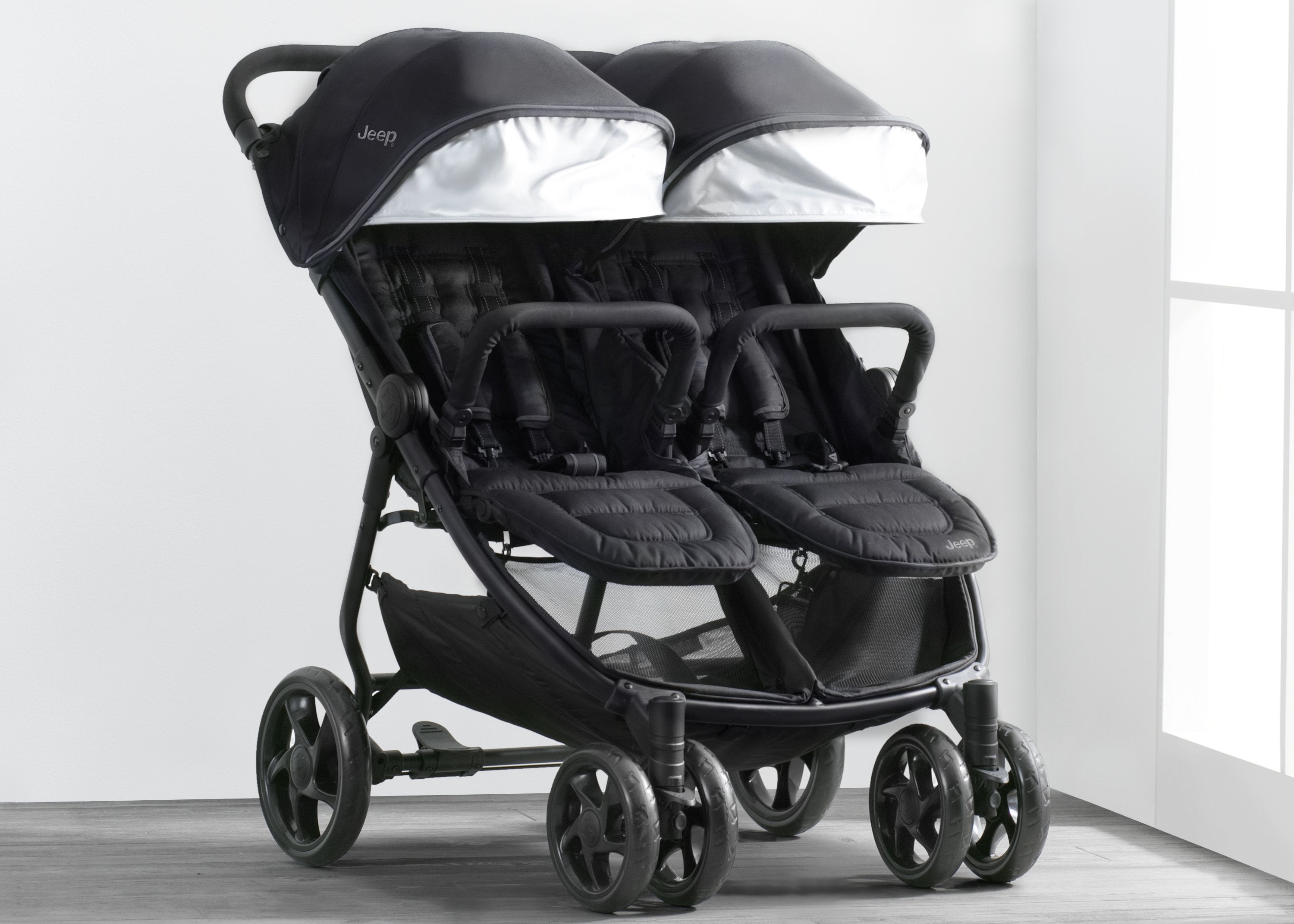 Jeep® Destination Side by Side Double Stroller - Lightweight & Compact for Twins or Siblings - Perfect for Shopping, Travel & Outdoor Adventures