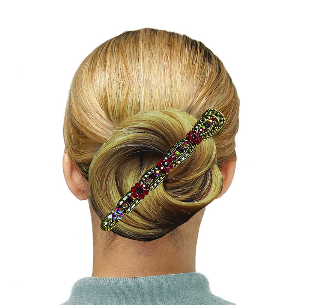 2 Pack JCGY Alligator Hair Clips with U Underclip for Thin Hair - Bridal Duckbill Beak Clips with Strong Grip (Blue Crystal) - Perfect for Weddings, Prom, and Everyday Hairstyling