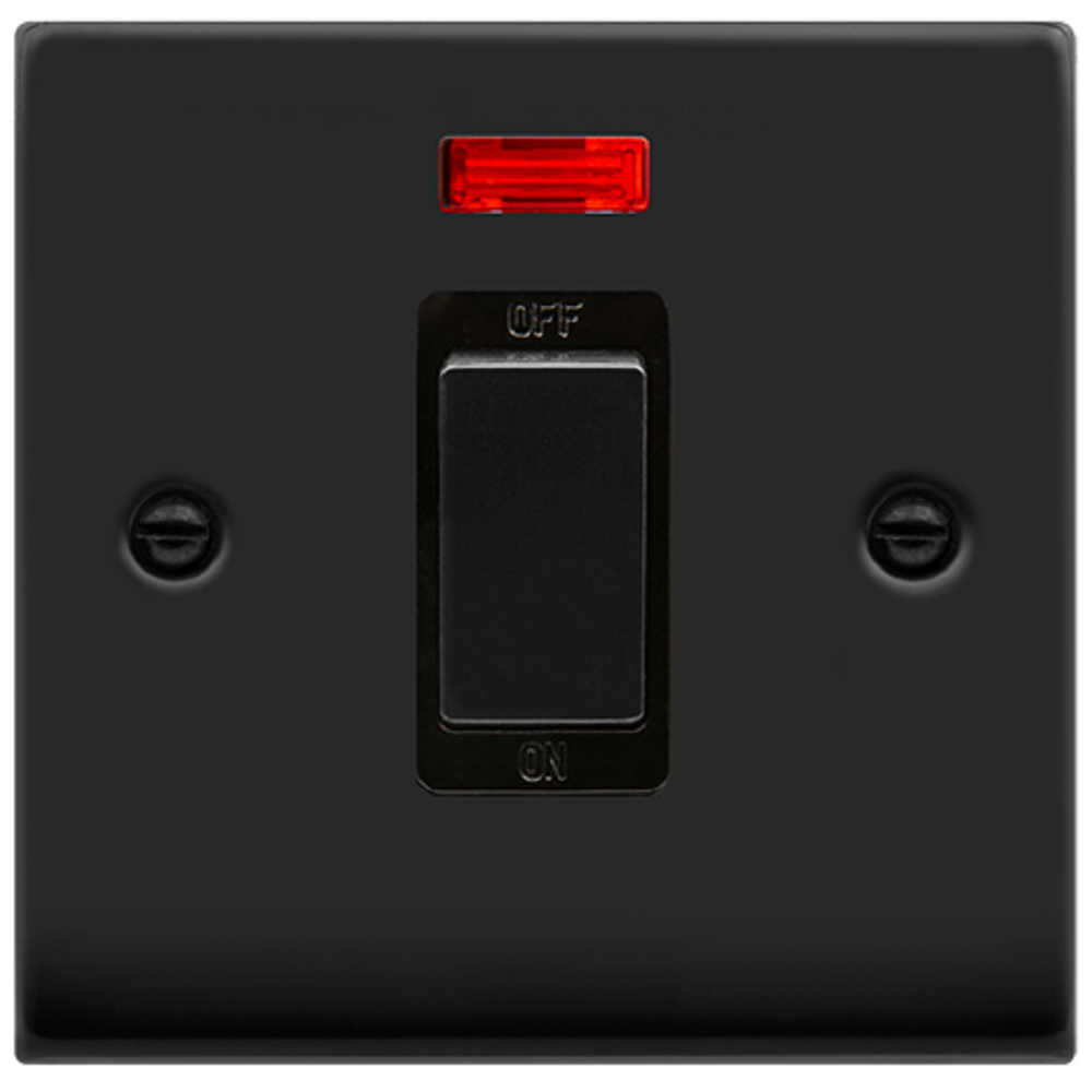 Matt Black 45A Cooker Switch with Neon Indicator - Click Deco VPMB501BK - Ideal for Modern Kitchens & Appliance Control