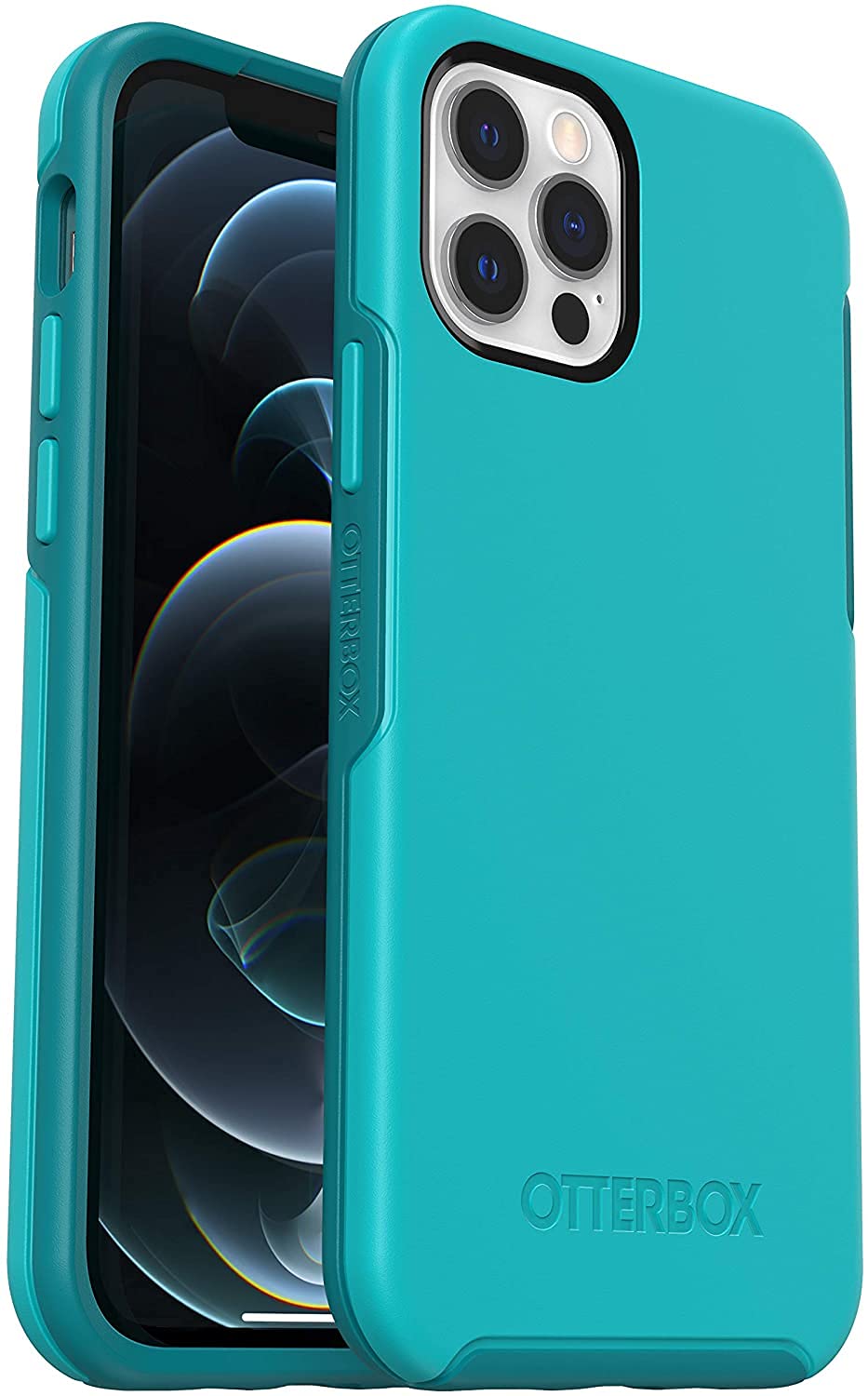 OtterBox Symmetry Series Case for iPhone 12 & iPhone 12 Pro - Ultra-Sleek Protective Cover with Wireless Charging Compatibility, Raised Edges for Camera & Screen Protection in Scuba Blue/Lake Blue | Perfect for Everyday Use, Travel & Outdoor Activities