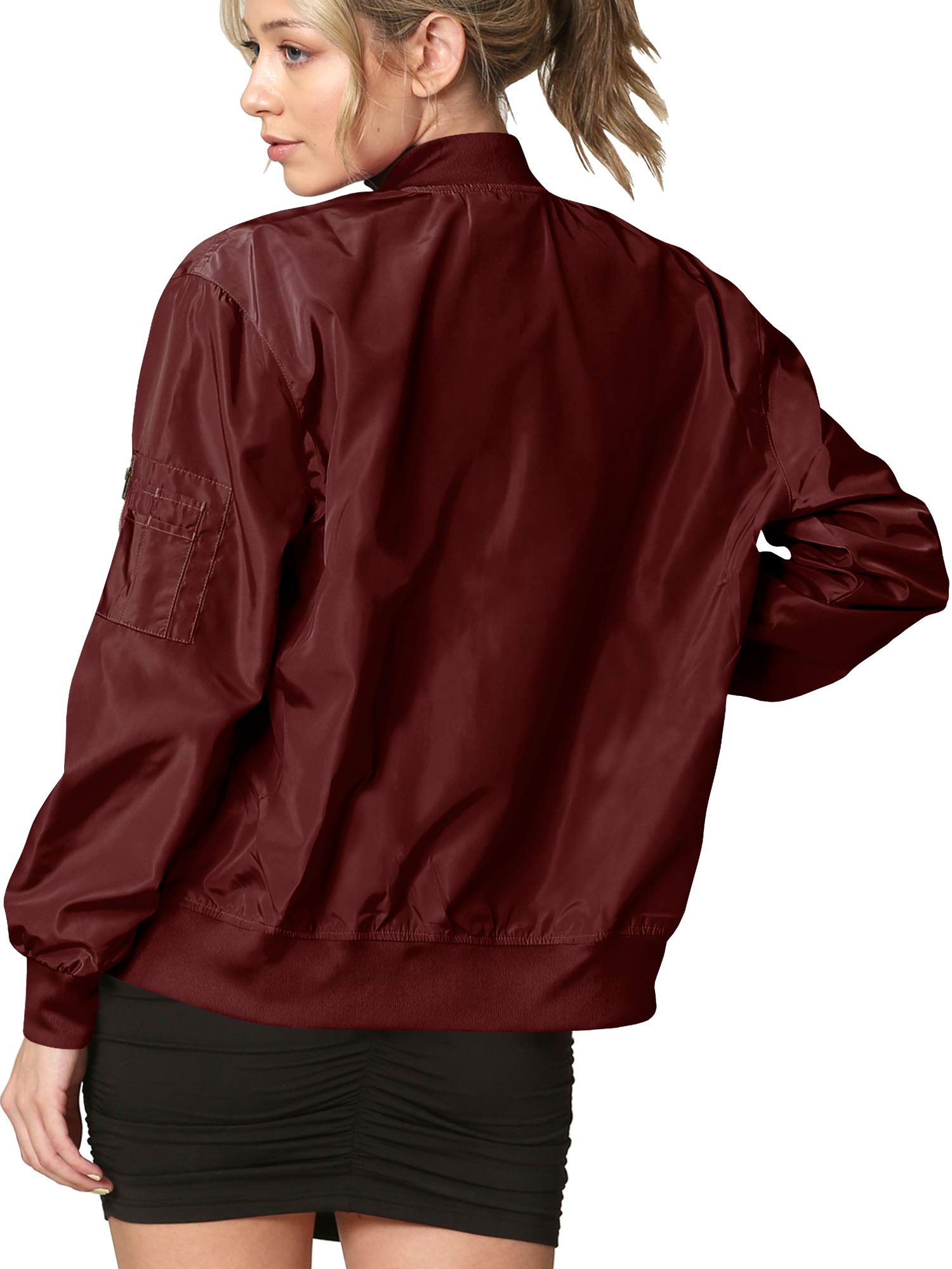 Lock and Love Women's Classic Lightweight Jacket - Multi-Pocket Windbreaker Bomber Jacket for Outdoor Activities, Travel & Casual Wear