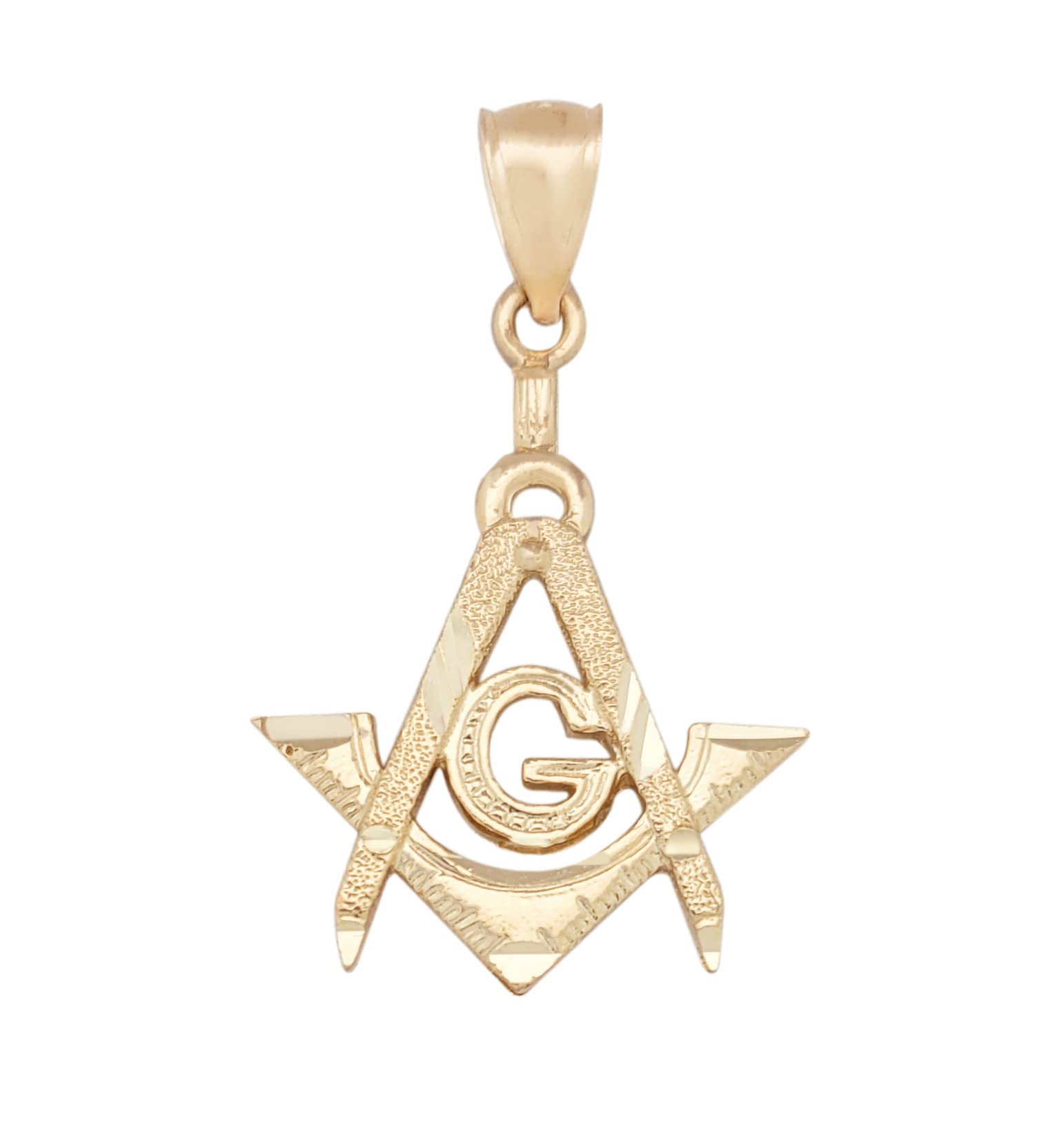 10K Yellow Solid Gold Masonic Freemasonry Pendant Charm for Men - Square and Compass Symbol Necklace - Perfect for Lodge Meetings, Gifts & Masonic Brotherhood Jewelry