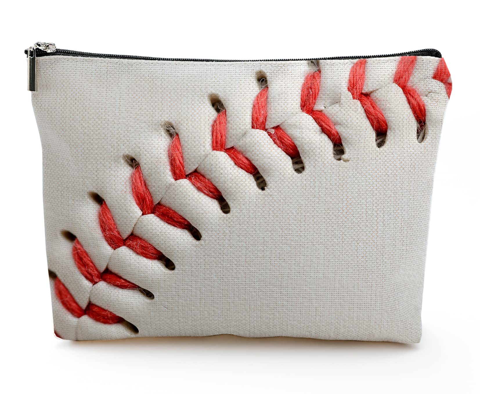 Large Travel Makeup Bag for Women - Waterproof Cosmetic Organizer with Zipper, 7x10 Inch Toiletry Pouch (Baseball Design) - Perfect for Vacation, Gym & Daily Essentials Storage