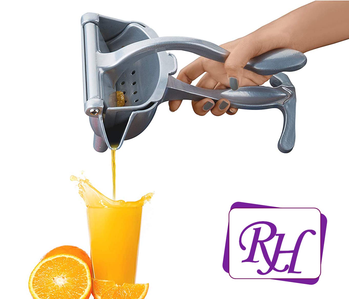 Premium Heavy Duty Aluminum Fruit Juicer - Manual Hand Press for Lemon, Orange & Citrus Fruits - Rustproof Alloy Squeezer for Fresh Juice - Perfect for Home Kitchen, Bar & Restaurant Use