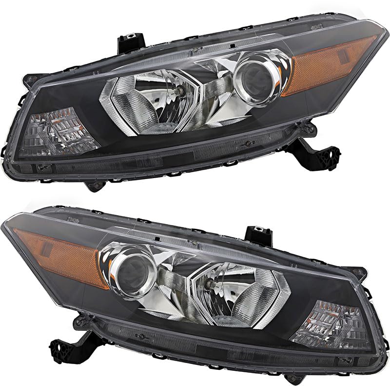 Honda Accord Coupe Headlights Replacement Set - Halogen Headlamp Assembly for Driver & Passenger Side (2008-2010 Models) | Perfect for Night Driving & Auto Restoration Projects