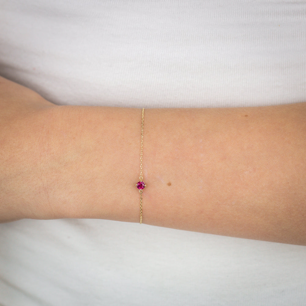0.30 Carat Lab-Created Ruby Adjustable Gold Bracelet - 17cm 9K Yellow Gold for Women - Perfect for Gifts, Weddings & Special Occasions