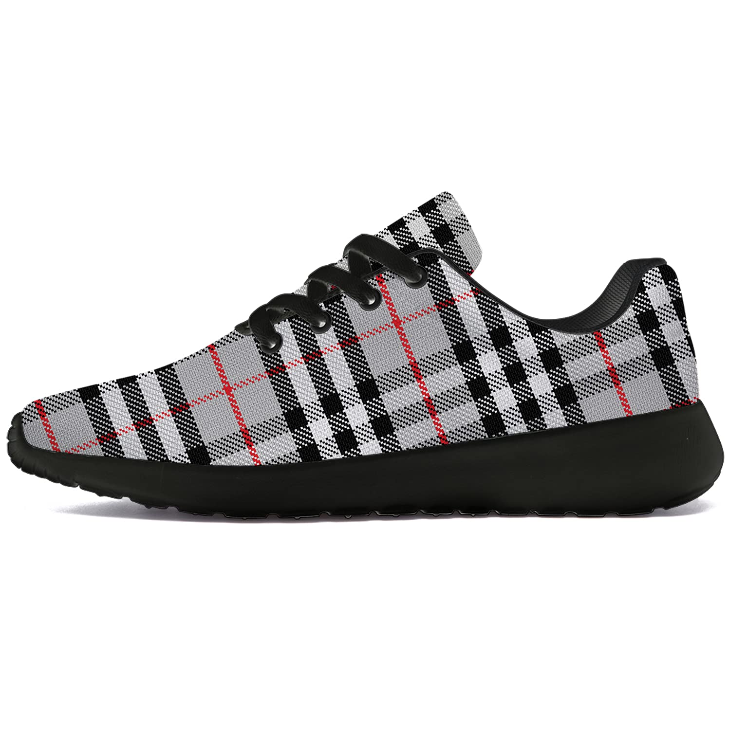 **Men's & Women's Buffalo Gray Plaid Running Shoes - Scottish Tartan Check Sneakers for Walking, Tennis & Casual Wear - Size 11 Men/13 Women Black - Perfect Gifts for Boys & Girls**    *(Ideal for jogging, gym workouts, outdoor walks, and stylish everyday outfits)*