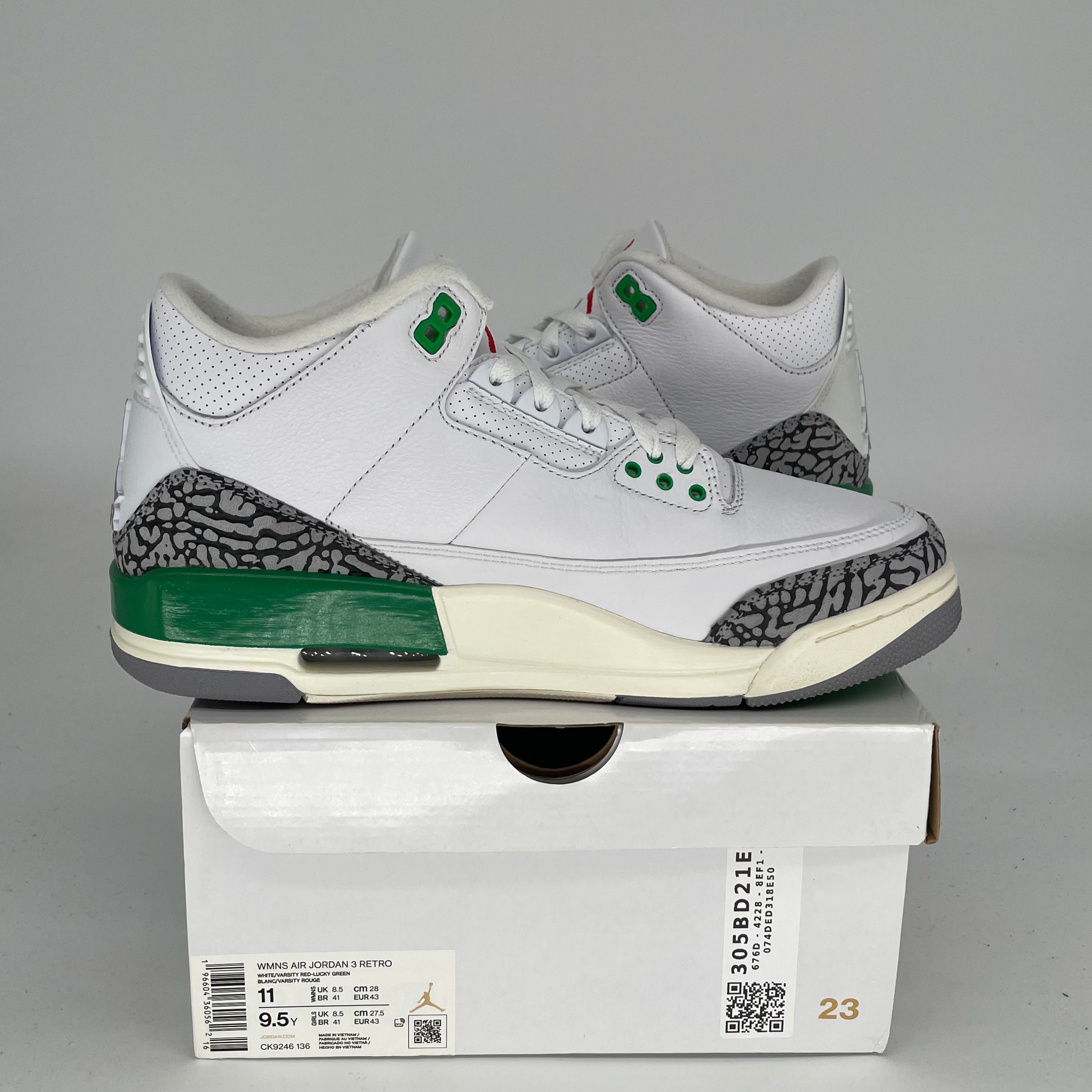 AIR JORDAN 3 Lucky Green Women's Sneakers - Size 9.5/11W (CK9246-136) - Retro Basketball Shoes for Women, Casual Streetwear & Gym Workouts
