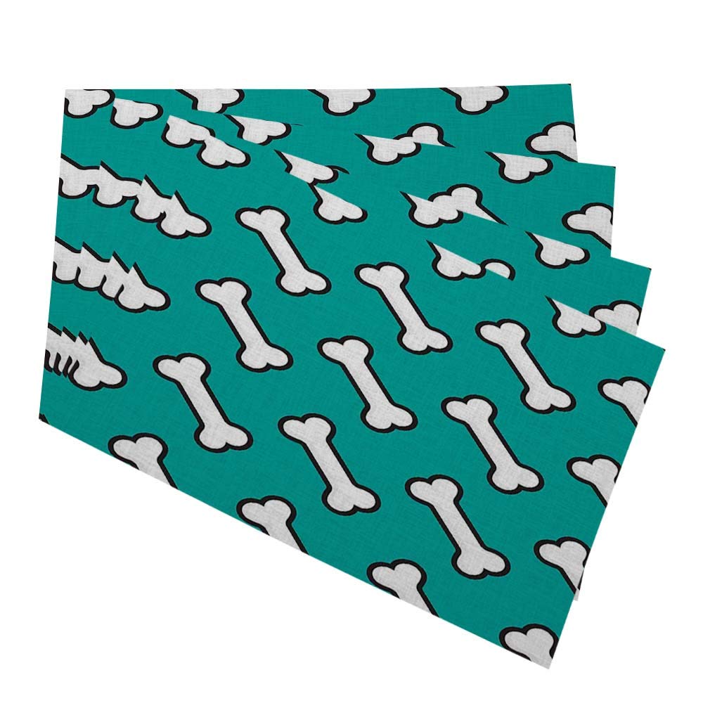 HOSNYE Dog Themed Placemats Set of 4 - 12x18 Inch Cotton Linen Table Mats for Pet Lovers, Puppy Snacks & Dog Party Decor - Perfect for Dining Table, Kitchen & Home Entertaining