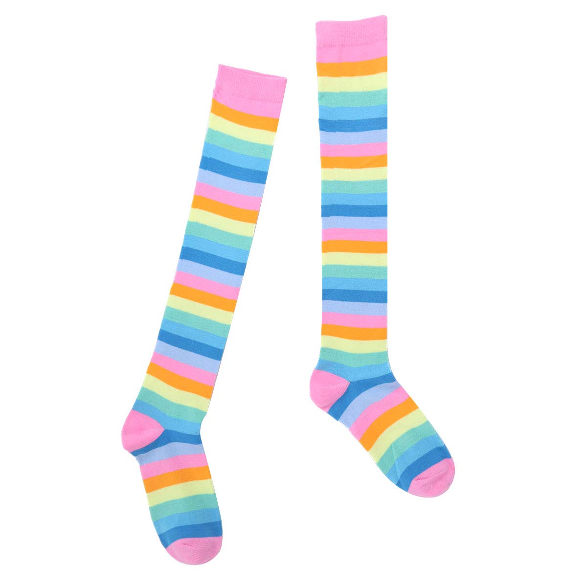 CHICTRY Rainbow Striped Thigh High Socks & Fingerless Gloves Set for Women - Halloween Costume, Cosplay, Party Outfit Accessories