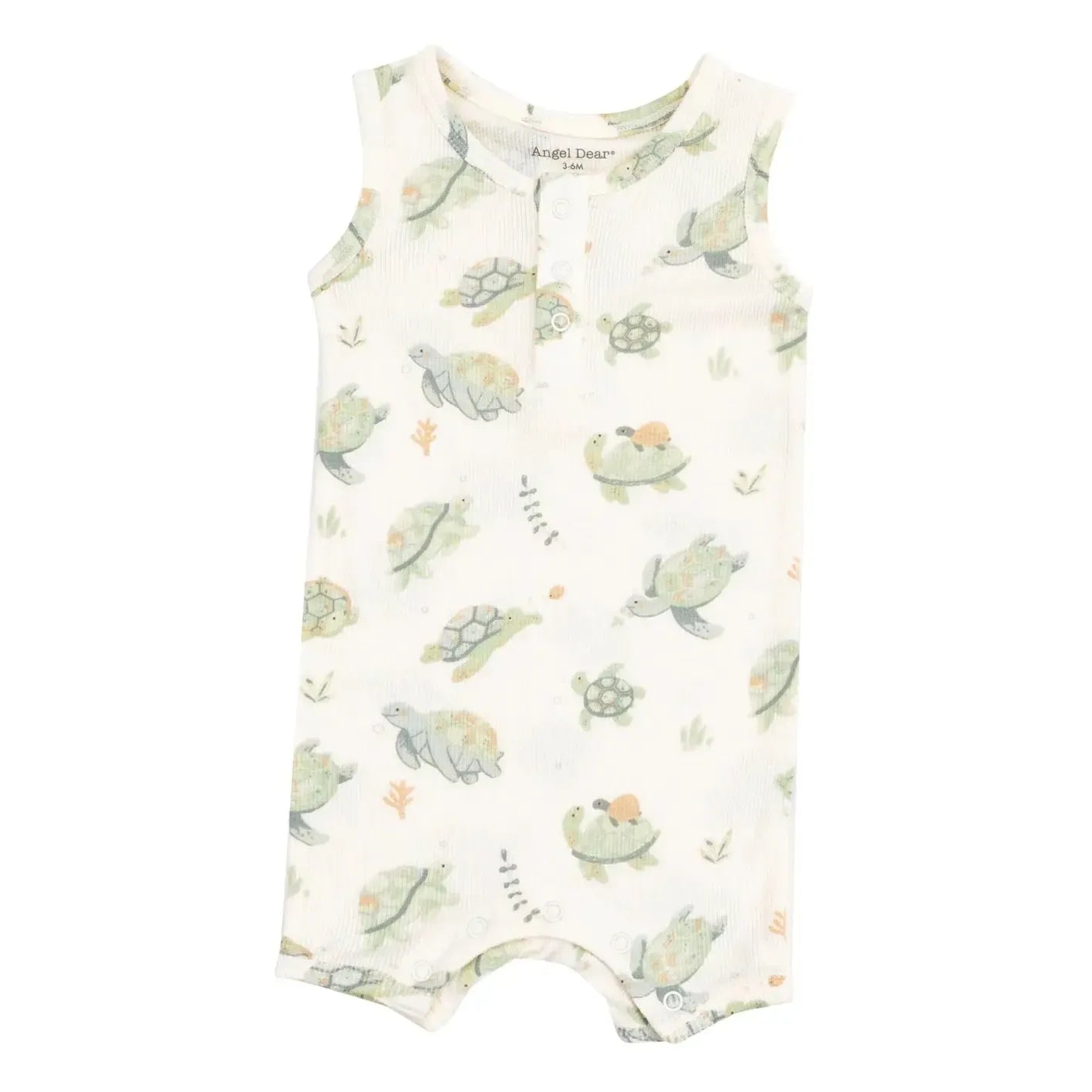 Angel Dear Modal Sleeveless Shortie Romper - Soft Baby Onesie with Sea Turtle Print | Perfect for Summer Outings & Beach Vacations