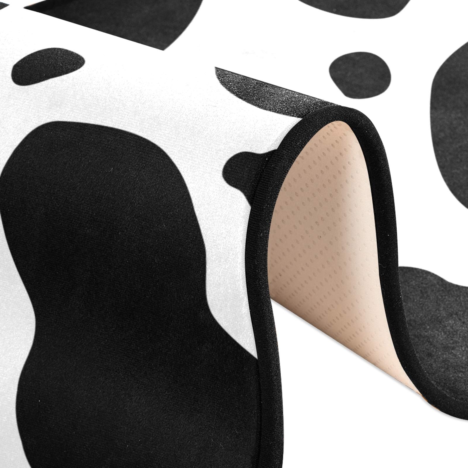 Non-Slip Black and White Cow Print Runner Rug 2x6 FT - Soft Indoor Hallway Carpet for Kitchen, Bathroom, Bedroom Entry - Perfect for Farmhouse Decor & High Traffic Areas