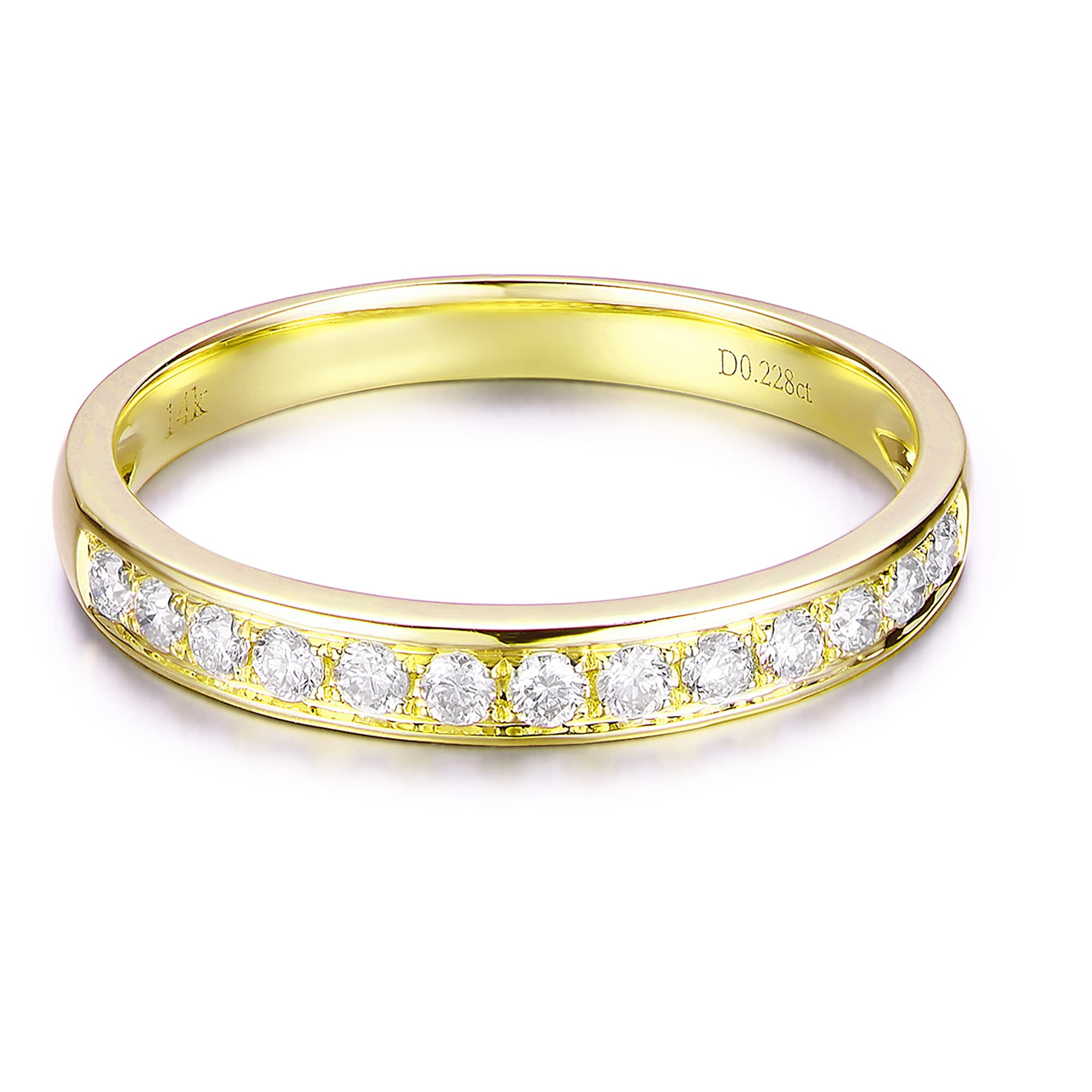 14K Gold 2mm Dainty Eternity Moissanite Wedding Band - Elegant Stackable Ring for Women, Bridal Jewelry, Anniversary Gift | Perfect for Everyday Wear, Engagement Stack, and Special Occasions