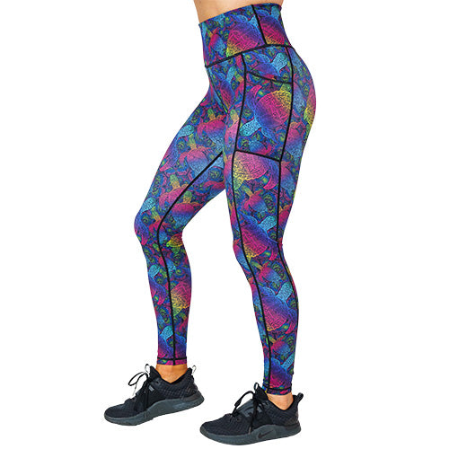 Rainbow Turtle Print Yoga Leggings for Women - High Waisted Stretchy Workout Pants - Perfect for Yoga, Running & Casual Wear