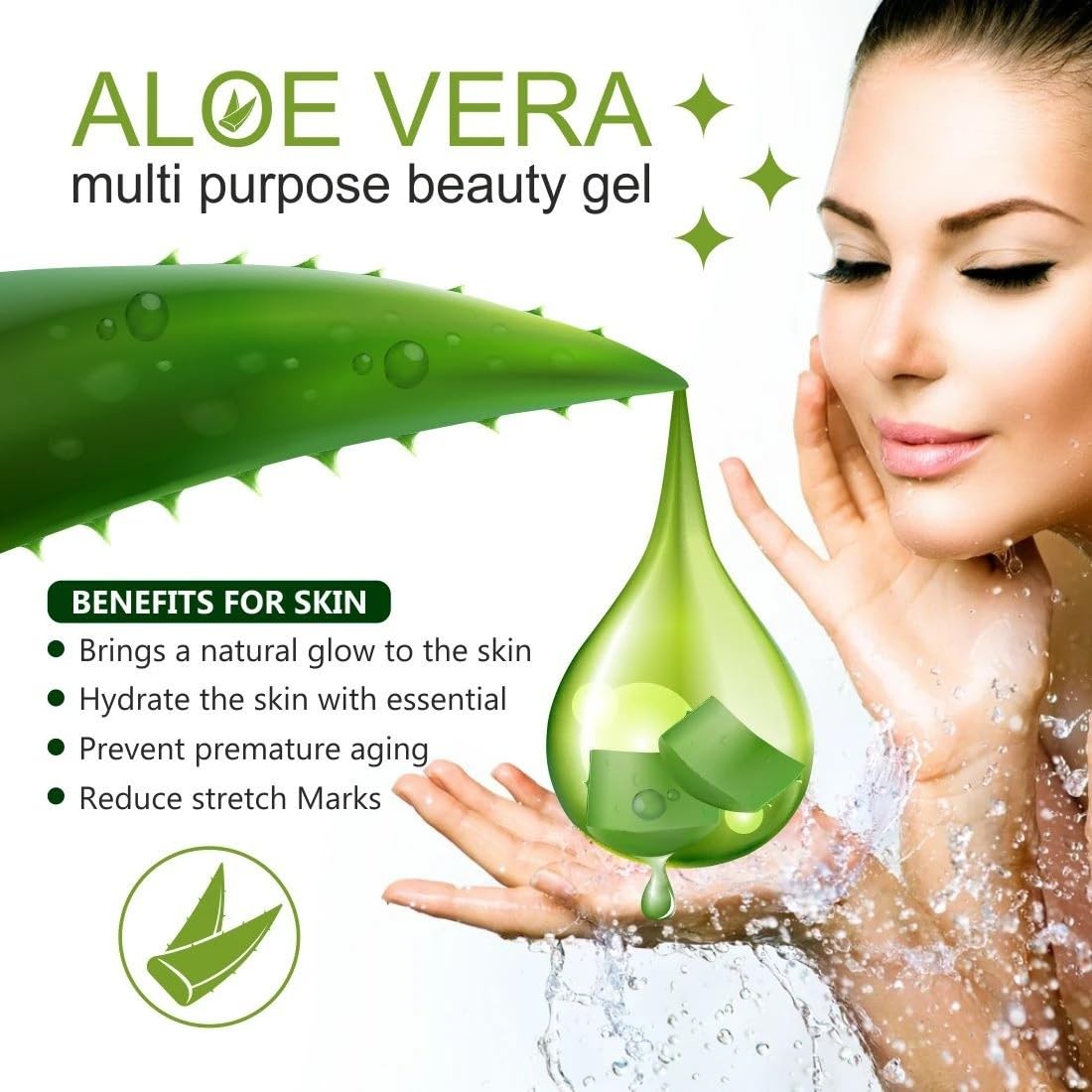 Pure Organic Aloe Vera Gel for Face & Body - Natural Moisturizer for Dry Skin, Hair Care & Sunburn Relief - 200g Hydrating Aloe Gel for Daily Skincare & After Sun Care