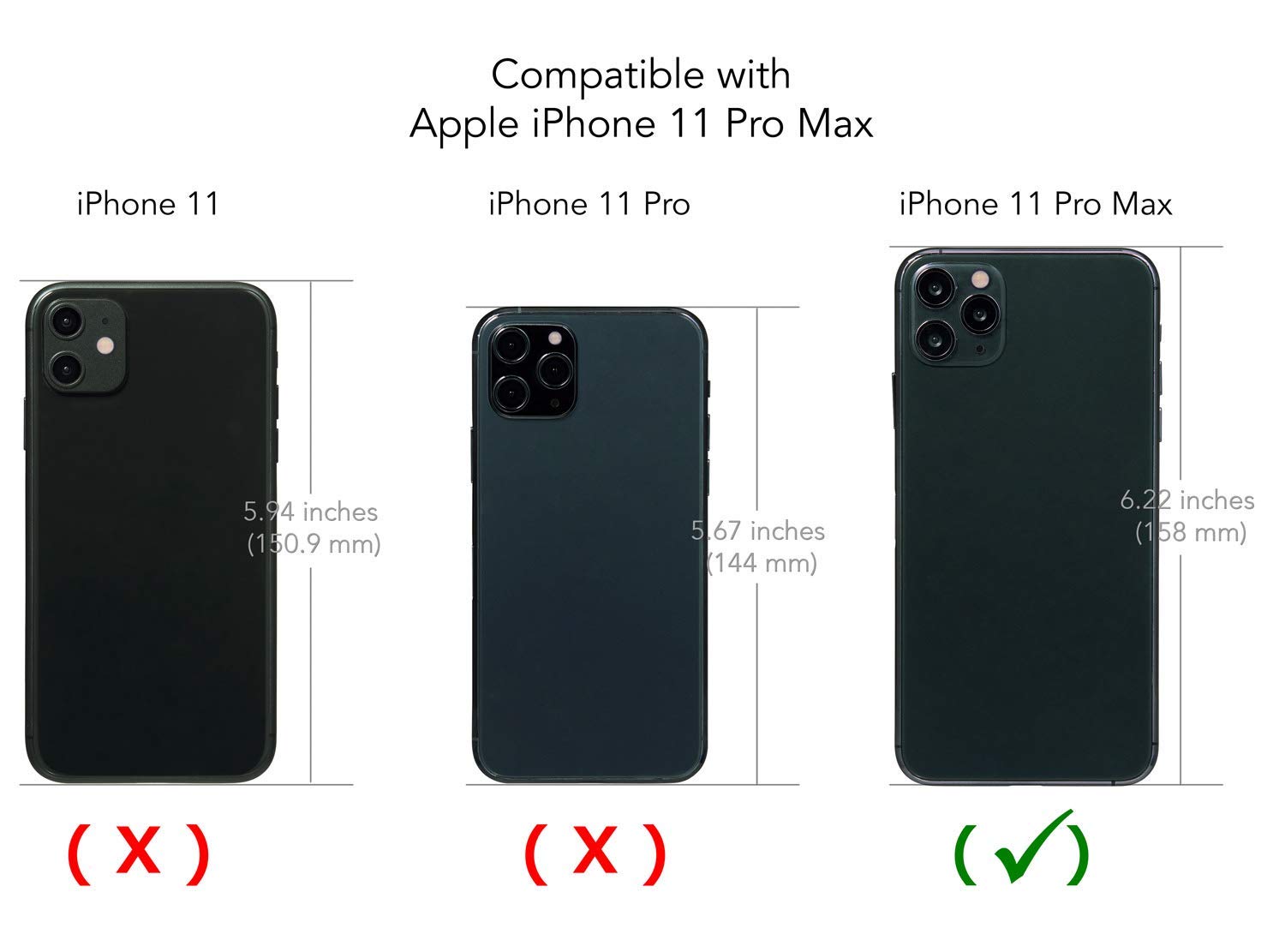 TORU CX PRO iPhone 11 Pro Max Wallet Case - Shockproof Protective Cover with Hidden Card Holder & Wrist Strap | Includes Mirror & Lightning Adapter | Perfect for Travel, Work & Everyday Use - Black