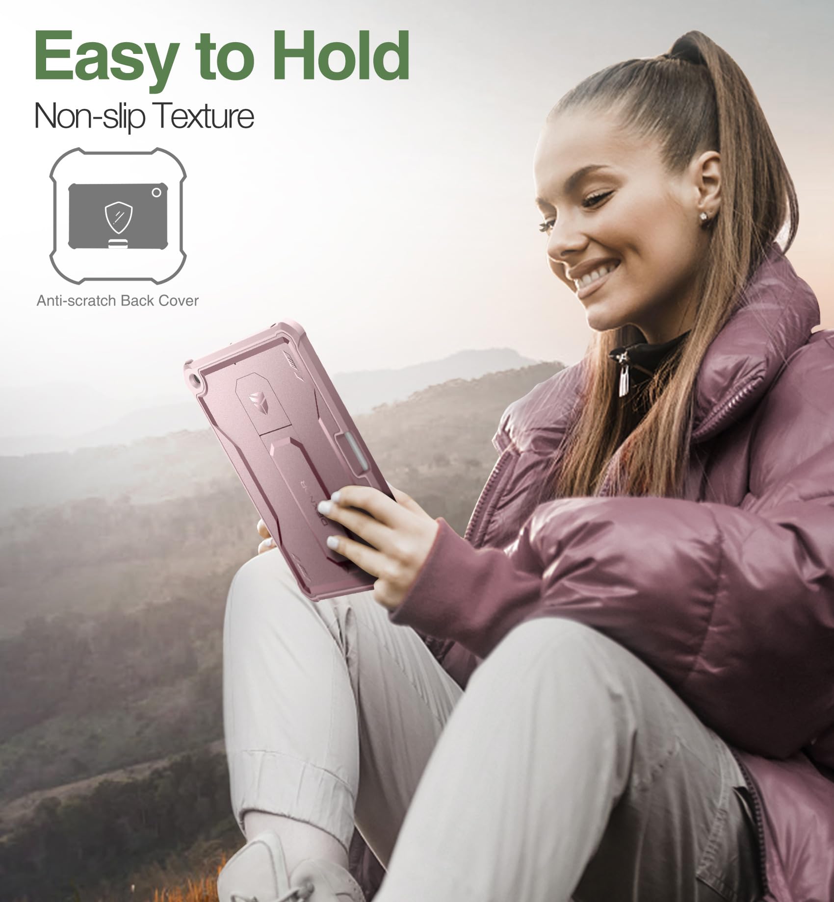 Dexnor Heavy Duty Shockproof iPad Case for 9th/8th/7th Generation 10.2 Inch - Built-in Screen Protector, Kickstand & Apple Pencil Holder | Full Body Protective Cover (Pink) | Perfect for Work, School, Travel & Everyday Use