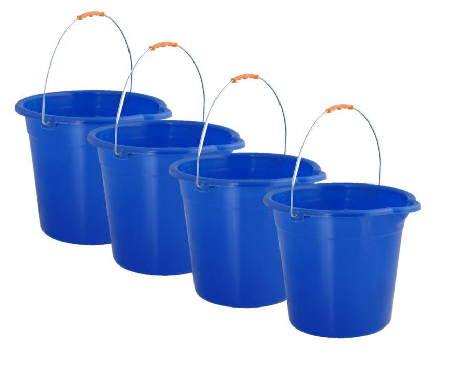 Superio 2 Gallon Plastic Bucket with Grip Handle - Durable Royal Blue Cleaning Pail for Car Washing, Mopping, Fishing & Camping - 10 Liter Multipurpose Utility Buckets (4 Pack) - Perfect for Home Cleaning, Outdoor Activities and DIY Projects