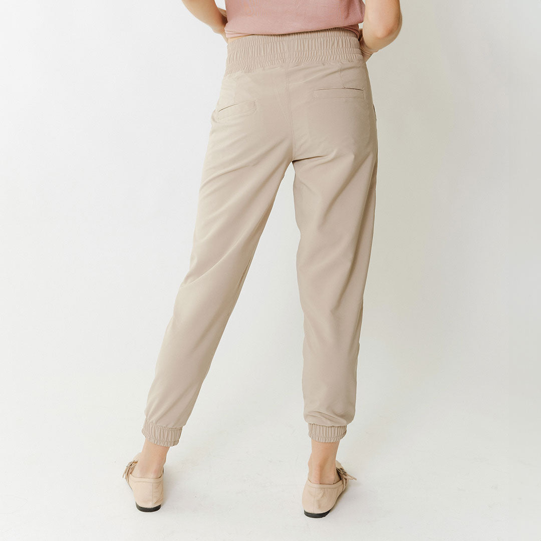 Destination Joggers for Women - Comfortable Cobblestone Color Casual Pants for Running, Yoga & Lounge Wear