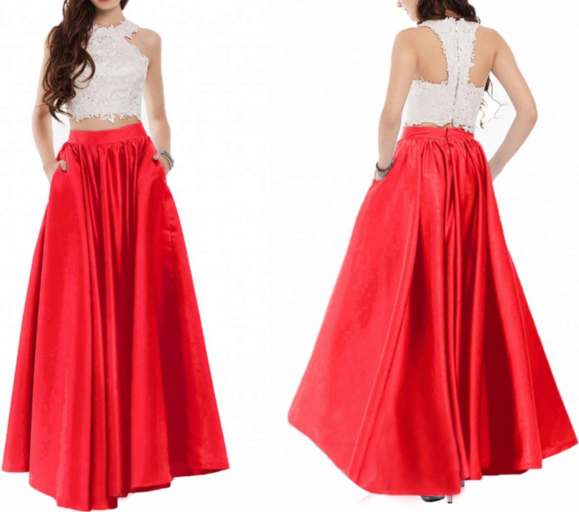 DIYDRESS Women's Long Maxi Skirt - A-Line Elastic High Waist Satin Party Skirt for Prom, Evening & Formal Events - Black (Perfect for Weddings, Dances & Special Occasions)