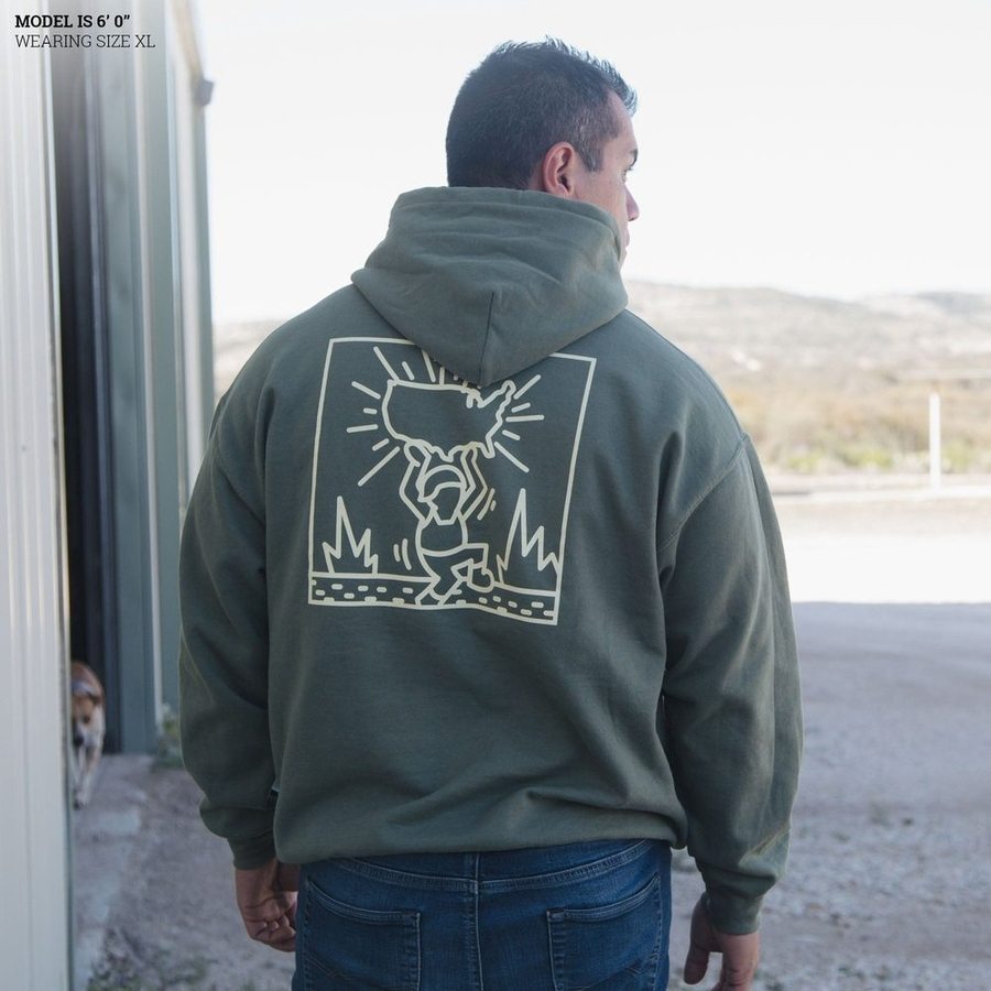 Lift The Nation Hoodie - Military Green Pullover for Men & Women | Comfortable Casual Wear for Outdoor Activities, Gym, and Everyday Use