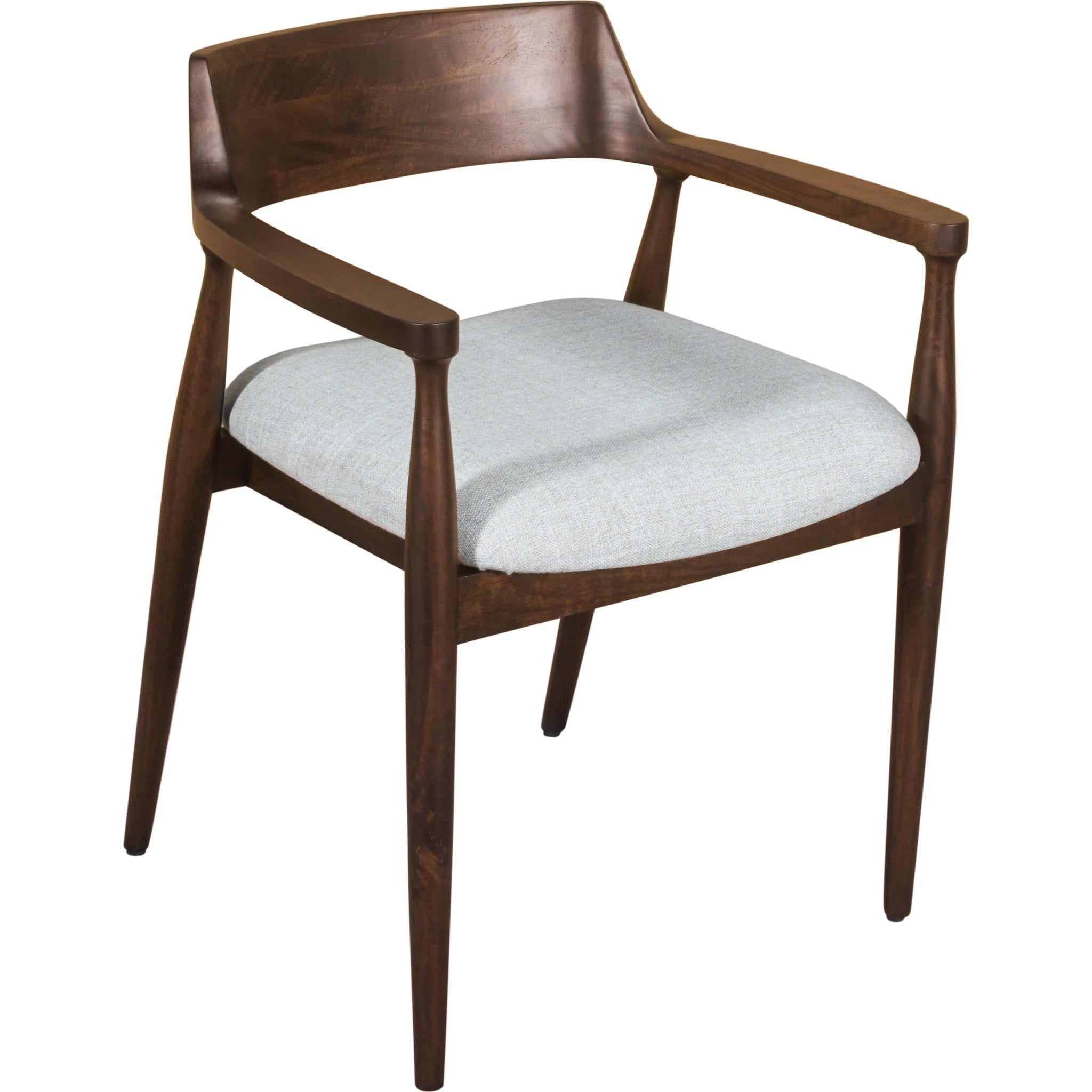 Amaroo Solid Mango Wood Linen Upholstered Dining Arm Chair in Honey Date - Modern Farmhouse Kitchen & Dining Room Accent Chair for Home Decor