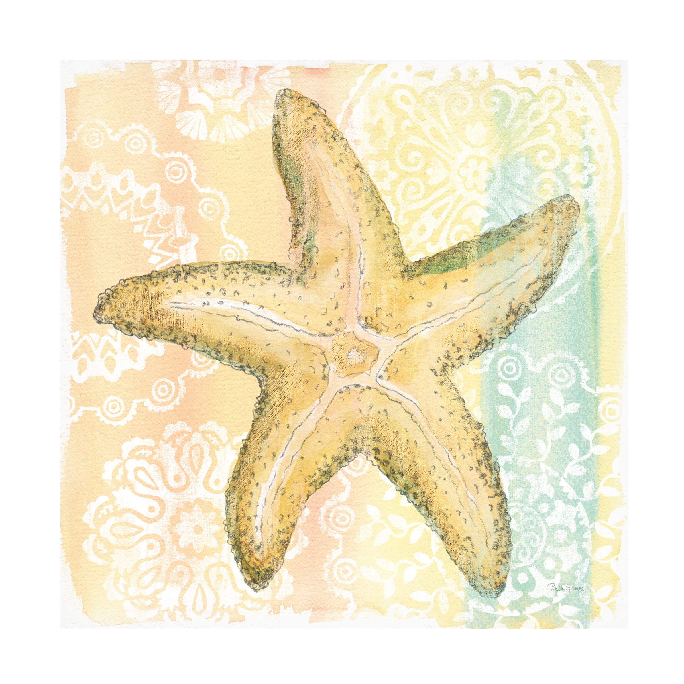 Beth Grove 'Golden Treasures VI' Canvas Wall Art Print - Luxury Home Decor for Living Room, Bedroom & Office