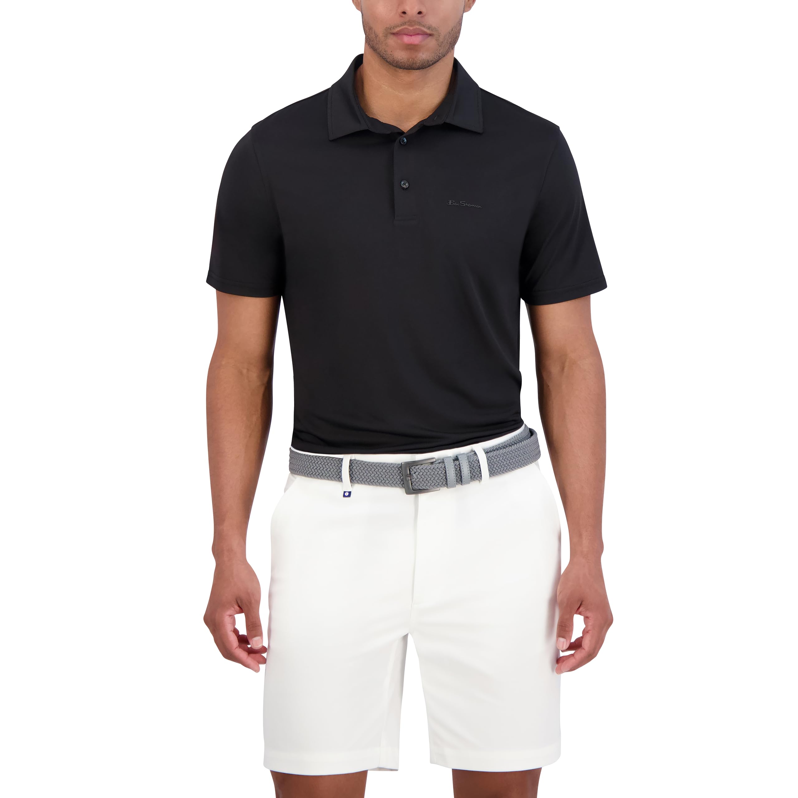 Ben Sherman Men's Solid Air Pique Short Sleeve Sports Fit Polo Shirt - Casual & Athletic Wear for Golf, Tennis & Everyday Comfort