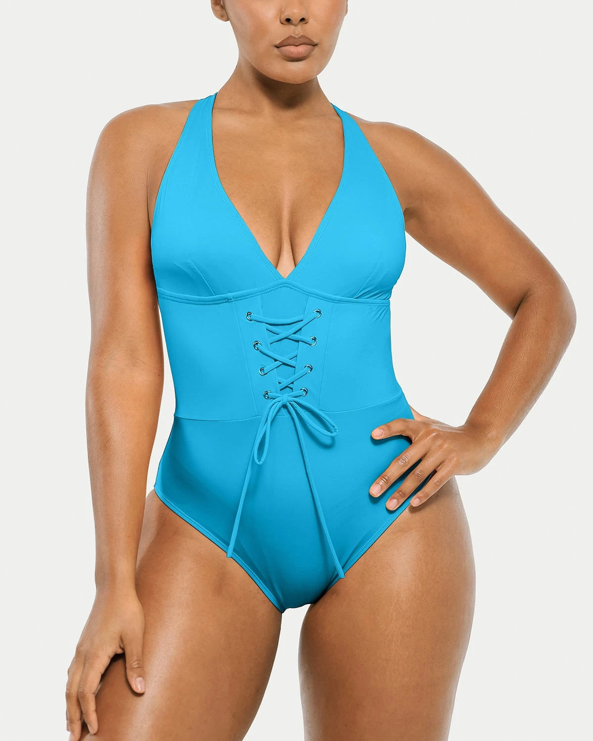 Smart Sculpt Plunge Corset Shaping Swimsuit - Slimming One Piece Bathing Suit for Women, Perfect for Beach Vacations & Pool Parties