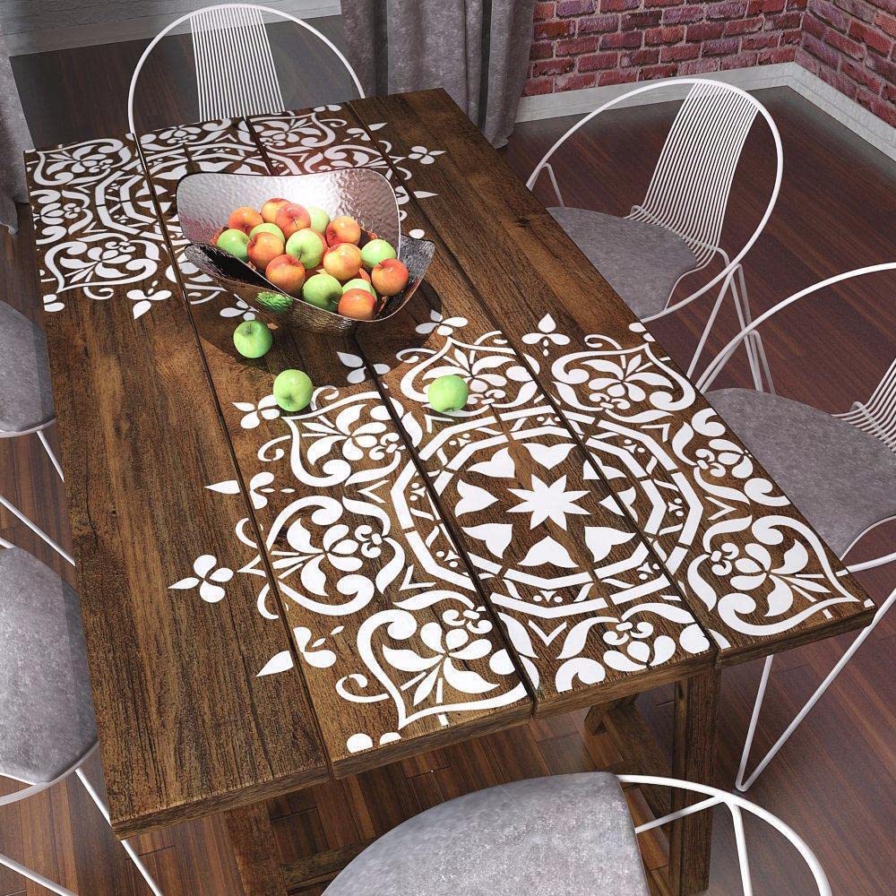 Mandala Style Stencil for Wall Art - Floral Design Stencil Kit for DIY Home Decor - Unique Wall Painting Template for Bedroom, Living Room & Nursery Decoration