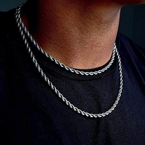 Verona Jewelers 925 Sterling Silver 4MM Italian Diamond-Cut Rope Chain Necklace for Men & Women - Braided Twist Silver Jewelry (16-36 Inch) - Perfect for Gifts, Weddings & Everyday Elegance