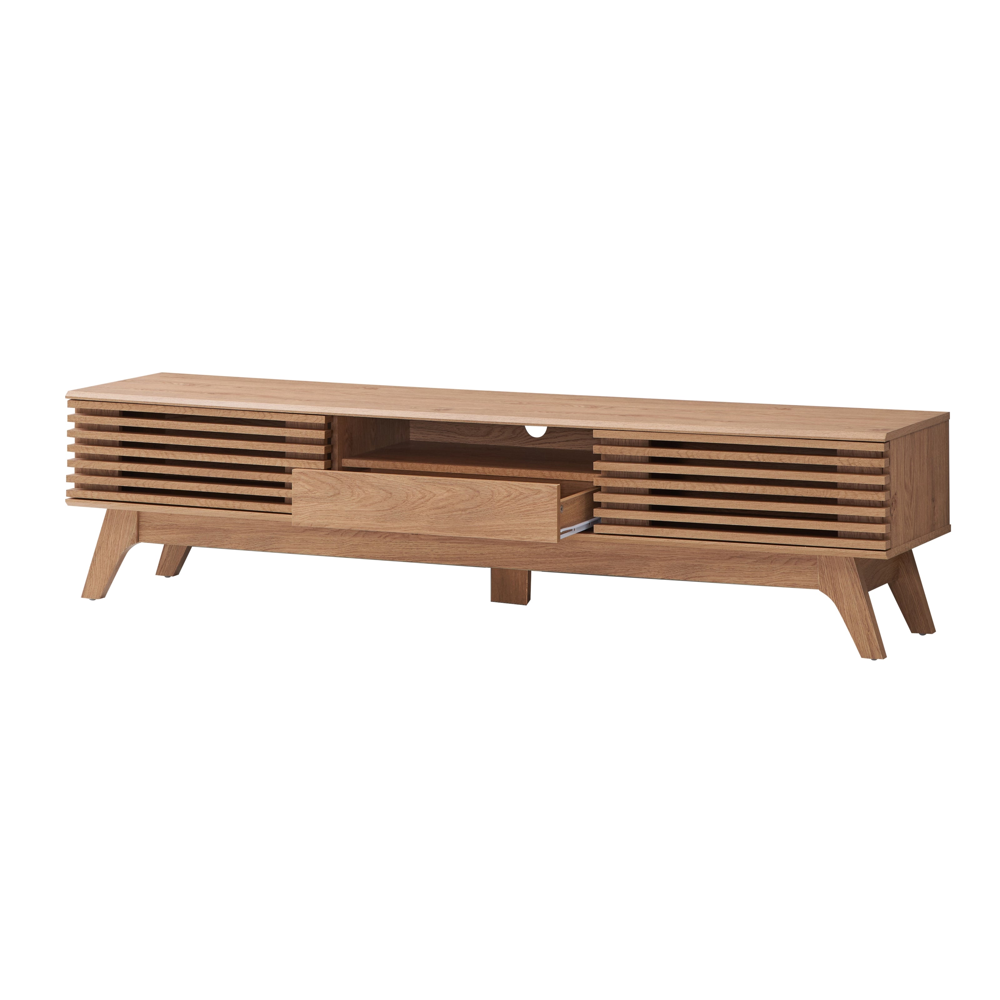 Camille 180cm Oak Wooden TV Stand with 2 Doors & 1 Drawer - Modern Entertainment Center for Living Room, Bedroom, or Home Theater