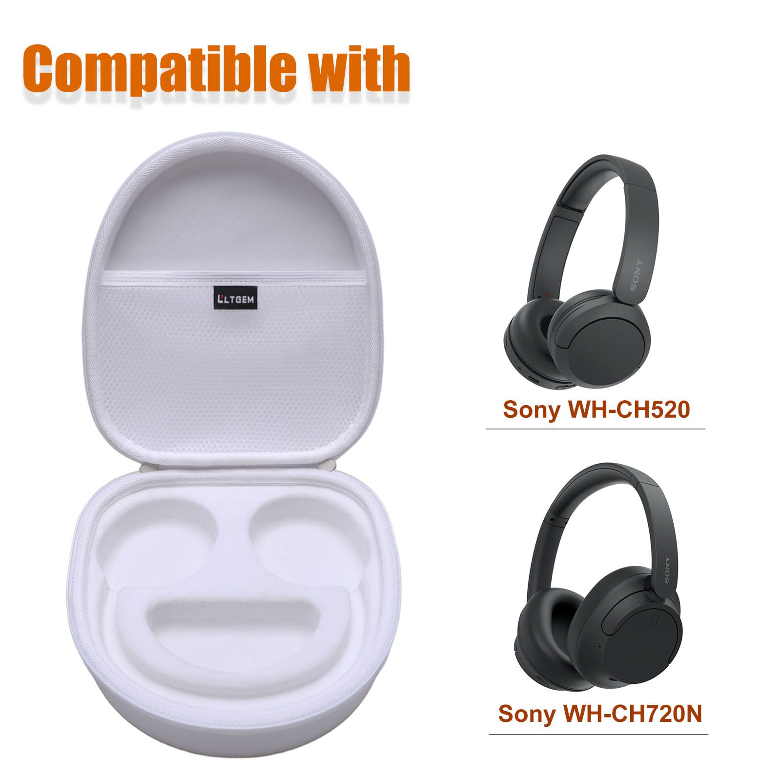 LTGEM Protective Case for Sony WH-CH720N/WH-CH520/WH-CH710N/WH-CH510 Wireless Headphones - Shockproof Travel Storage Bag for Noise Canceling Bluetooth Over-Ear Headsets (Blue) - Perfect for Travel, Commuting & Home Storage