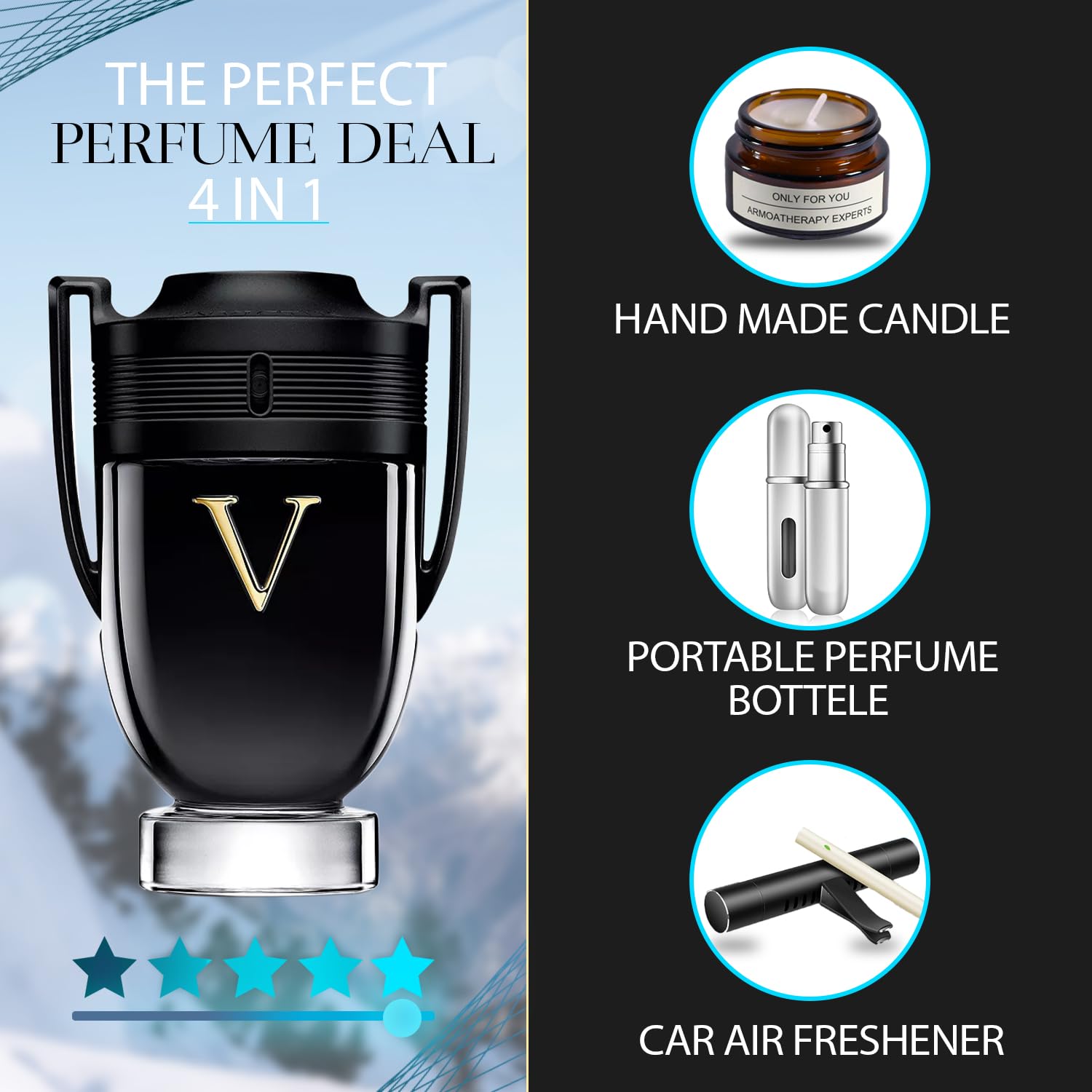 Invictus Victory Extreme Men's Eau de Parfum Gift Set - 3.4 oz EDT Spray with Lavender Soy Candle, Car Air Fresheners & Travel Atomizer | Perfect Cologne Gift for Him, Birthday & Anniversary Present | Office, Date Night & Special Occasion Fragrance