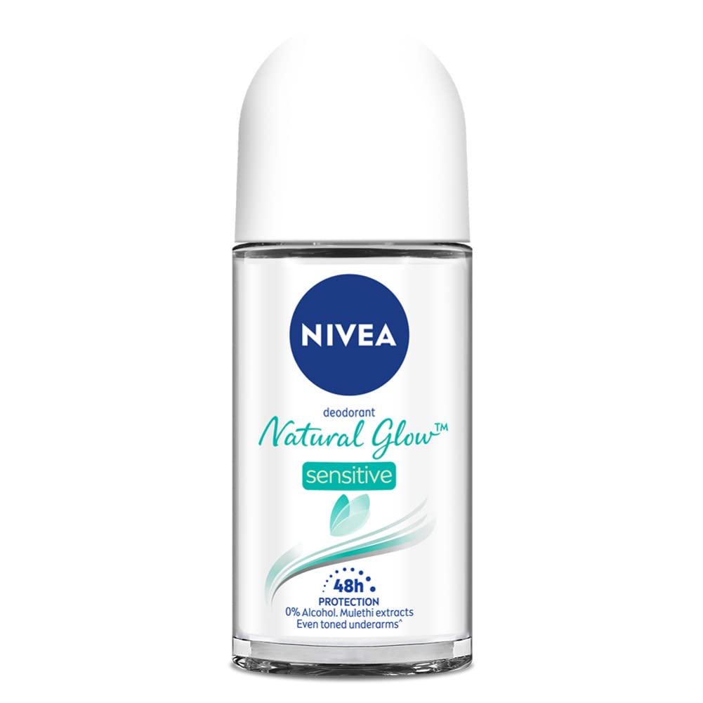 Nivea Women's Whitening Sensitive Deodorant Roll-On - 48 Hour Protection, 50ml - Fresh & Gentle for Daily Use, Gym, and Travel